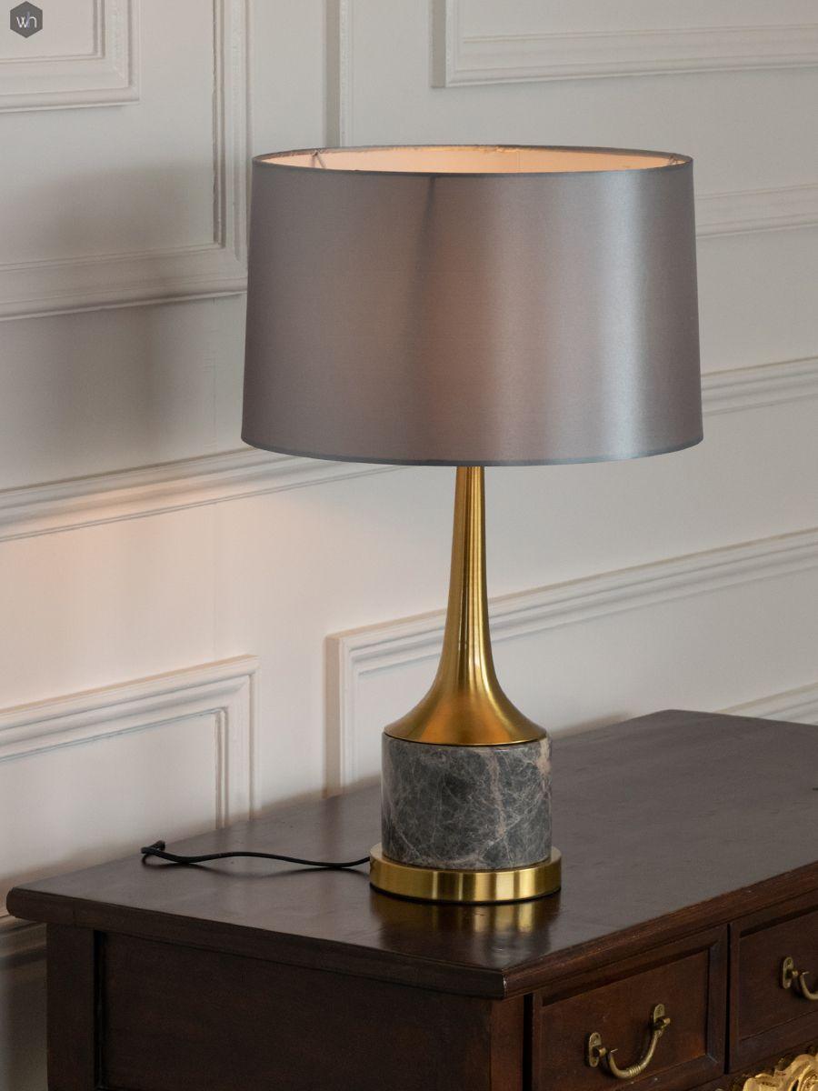 Zinara Marble Fabric Table Lamp - Neutral Decor