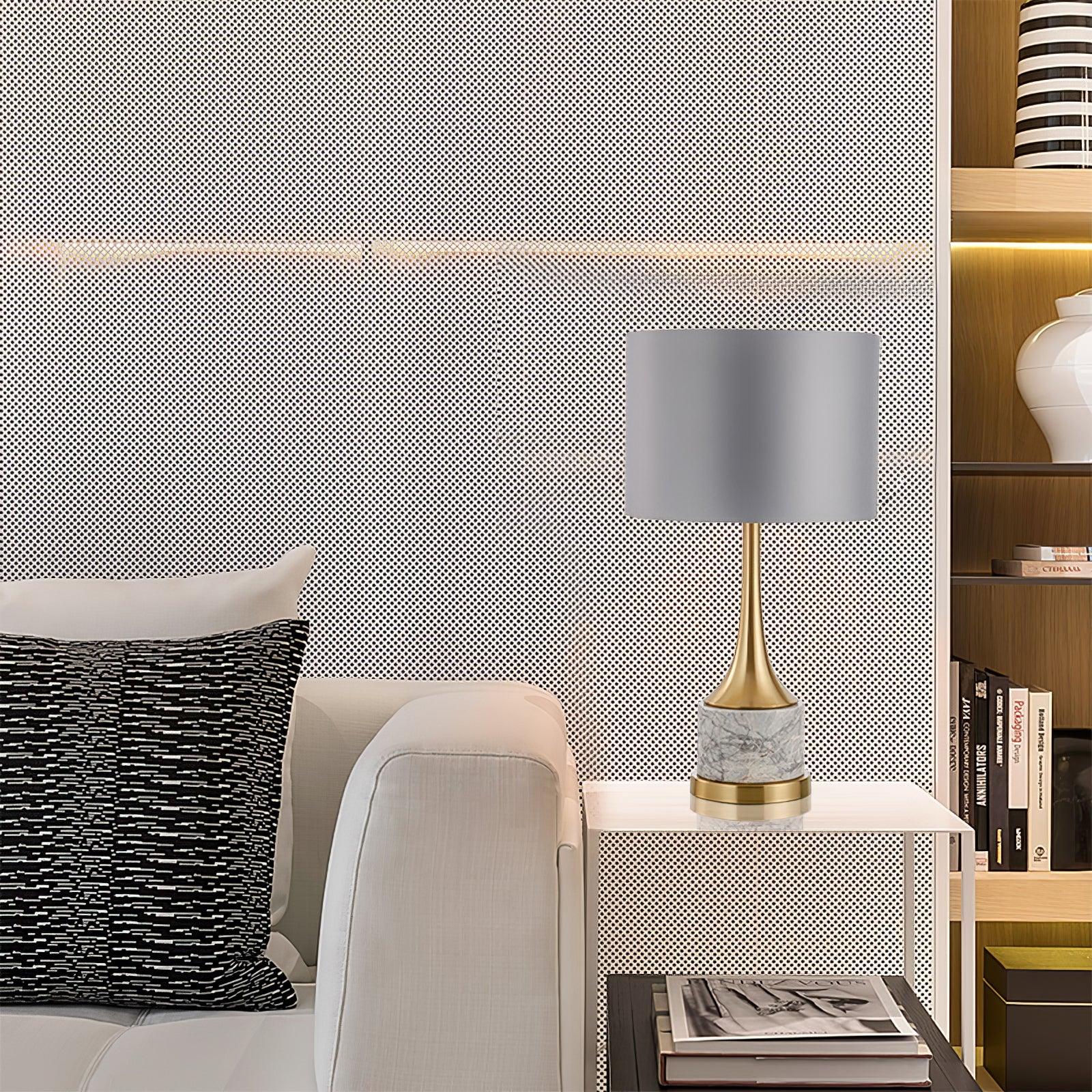 Zinara Marble Fabric Table Lamp - Neutral Decor