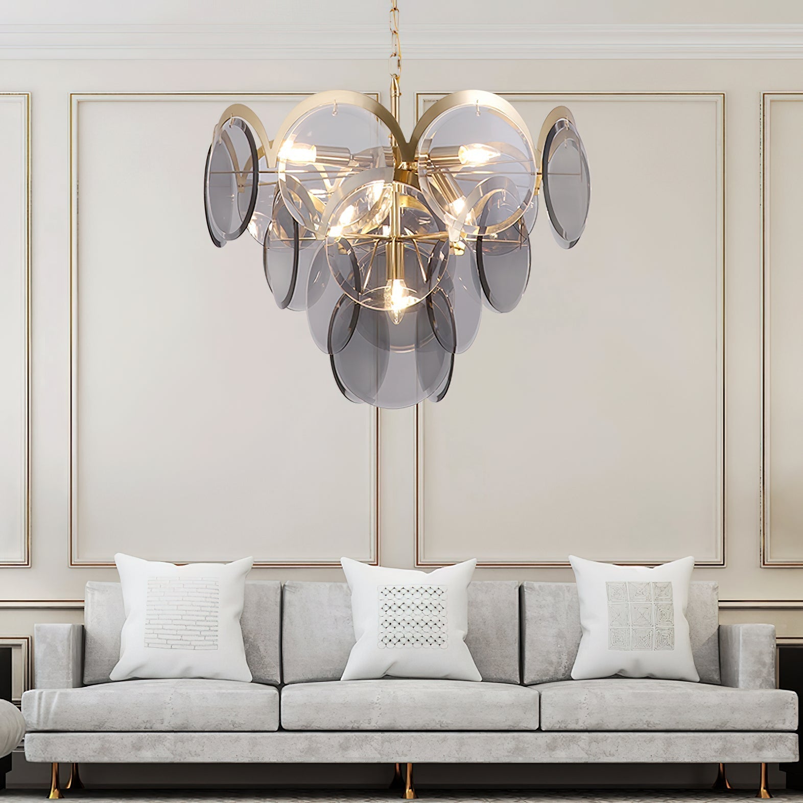 Bryndis Chandelier Amber Glass Tiered Circles