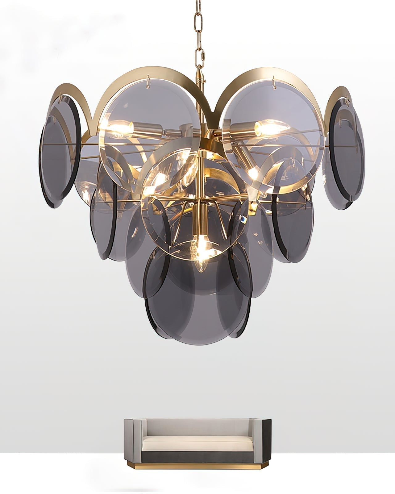 Bryndis Chandelier Amber Glass Tiered Circles
