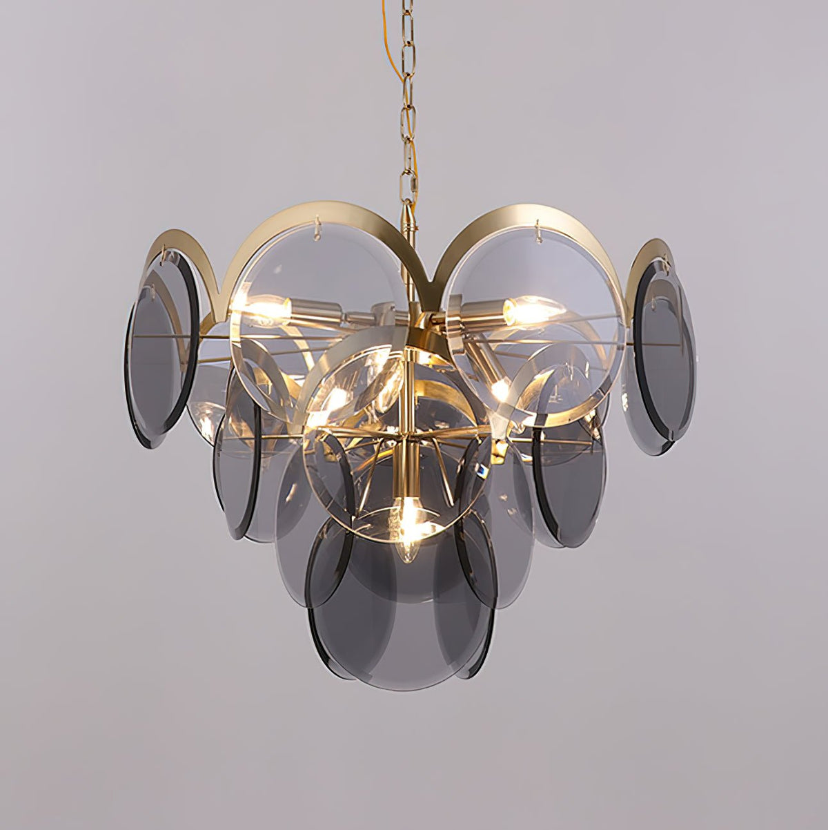 Bryndis Chandelier Amber Glass Tiered Circles