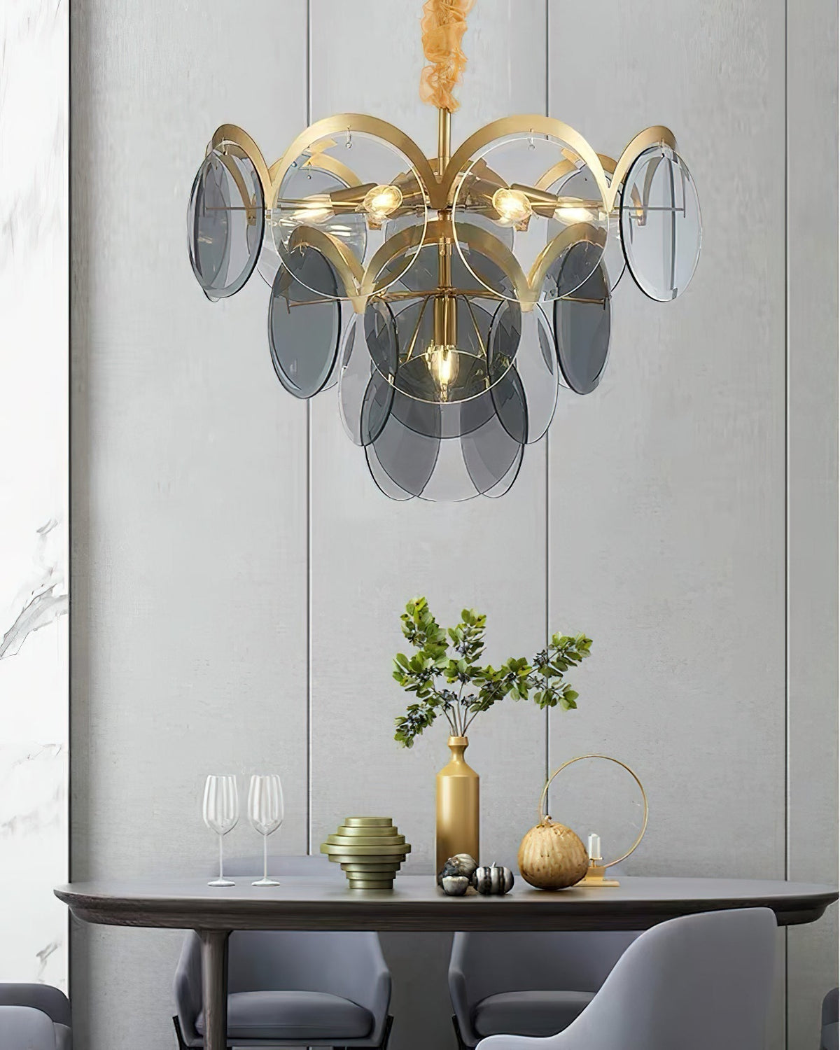 Bryndis Chandelier Amber Glass Tiered Circles