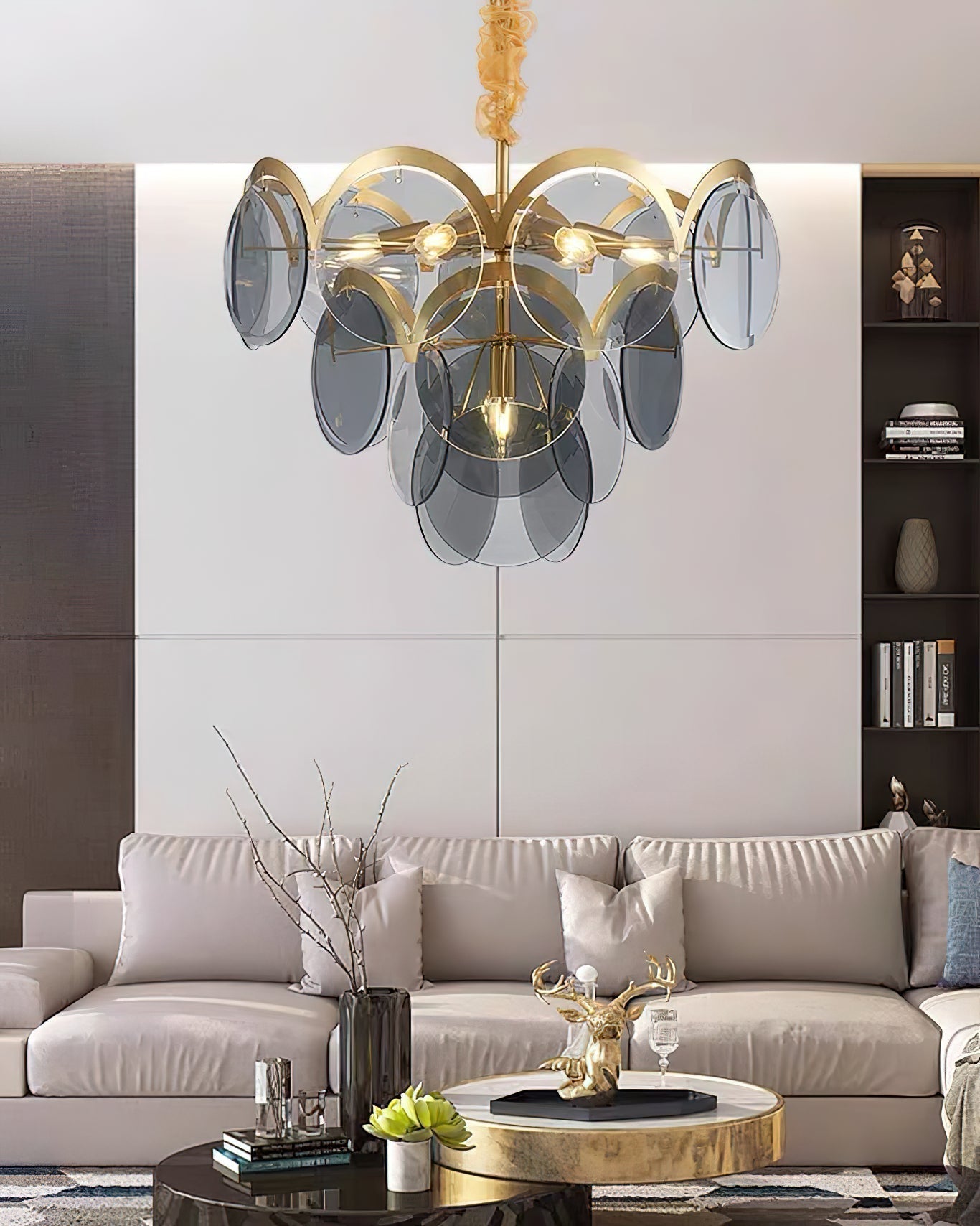Bryndis Chandelier Amber Glass Tiered Circles