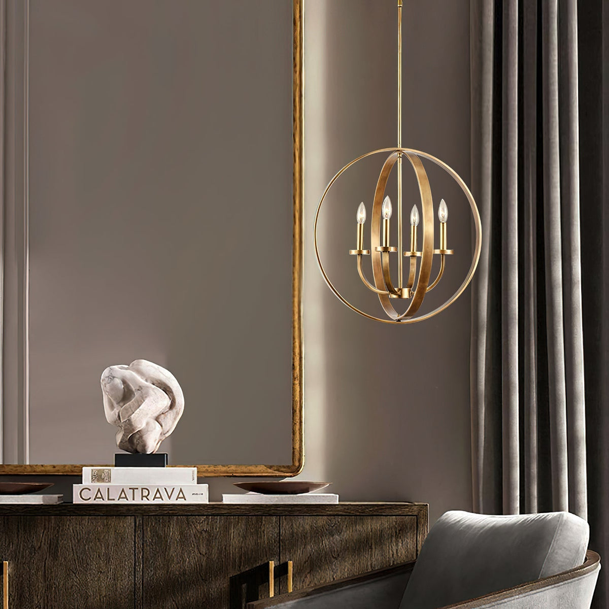 Niroxa Chandelier Gold Lantern Frame