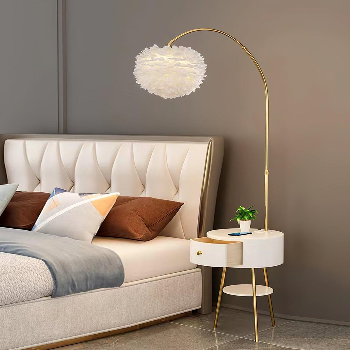 Navoic Marble Wood Floor Lamp