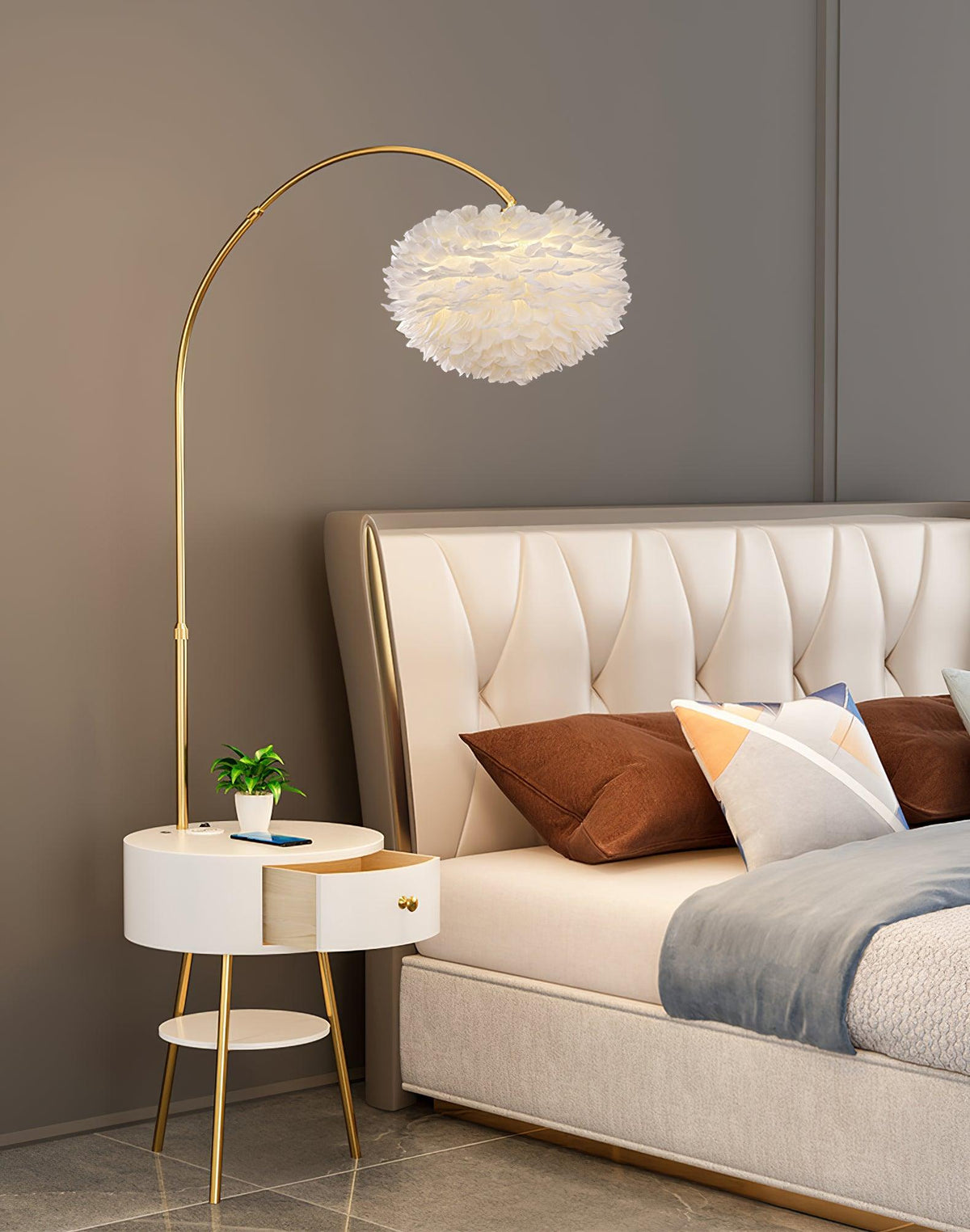 Navoic Marble Wood Floor Lamp
