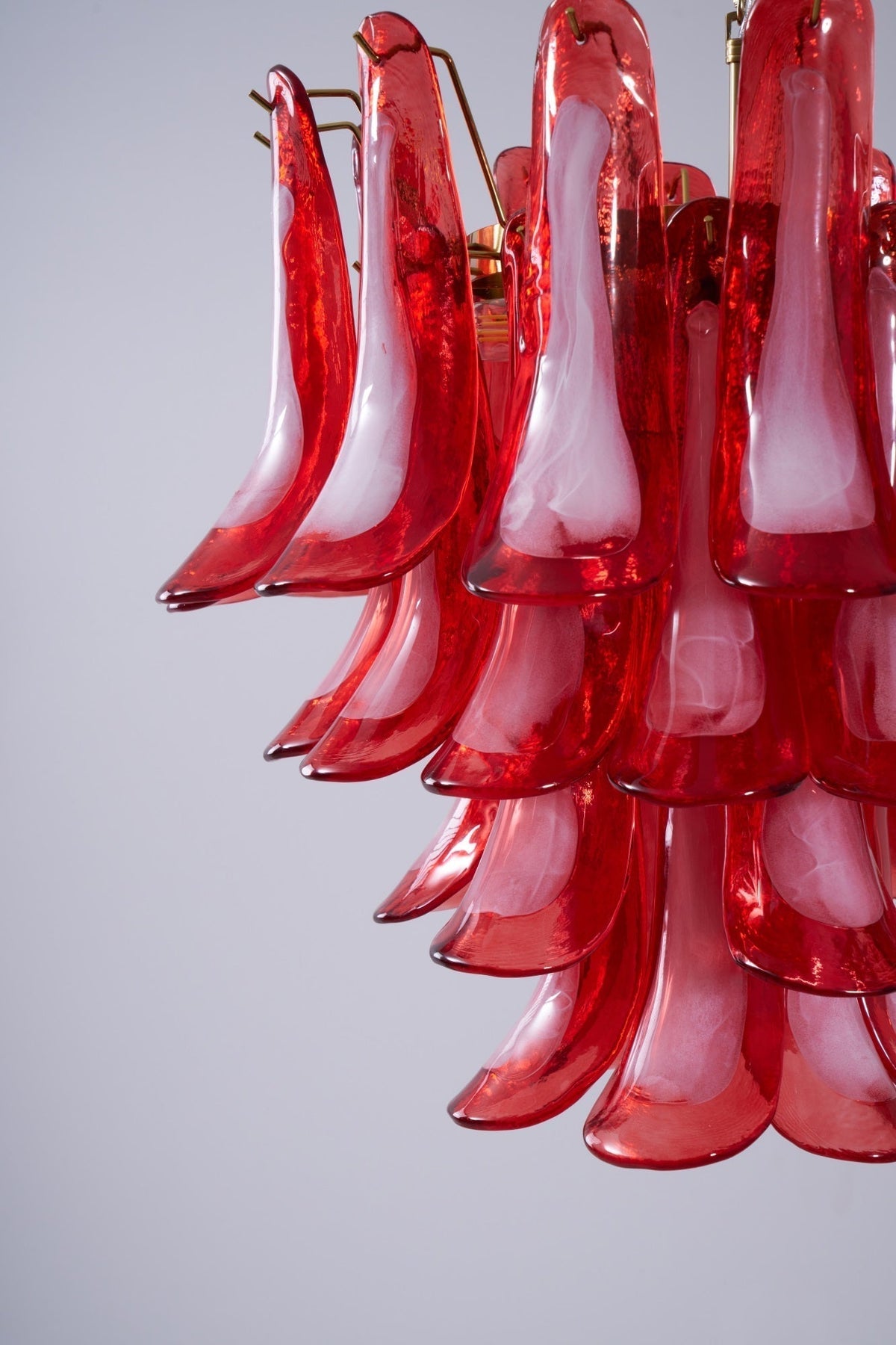 Celarine Chandelier Red Petal Glass Layered Artistic