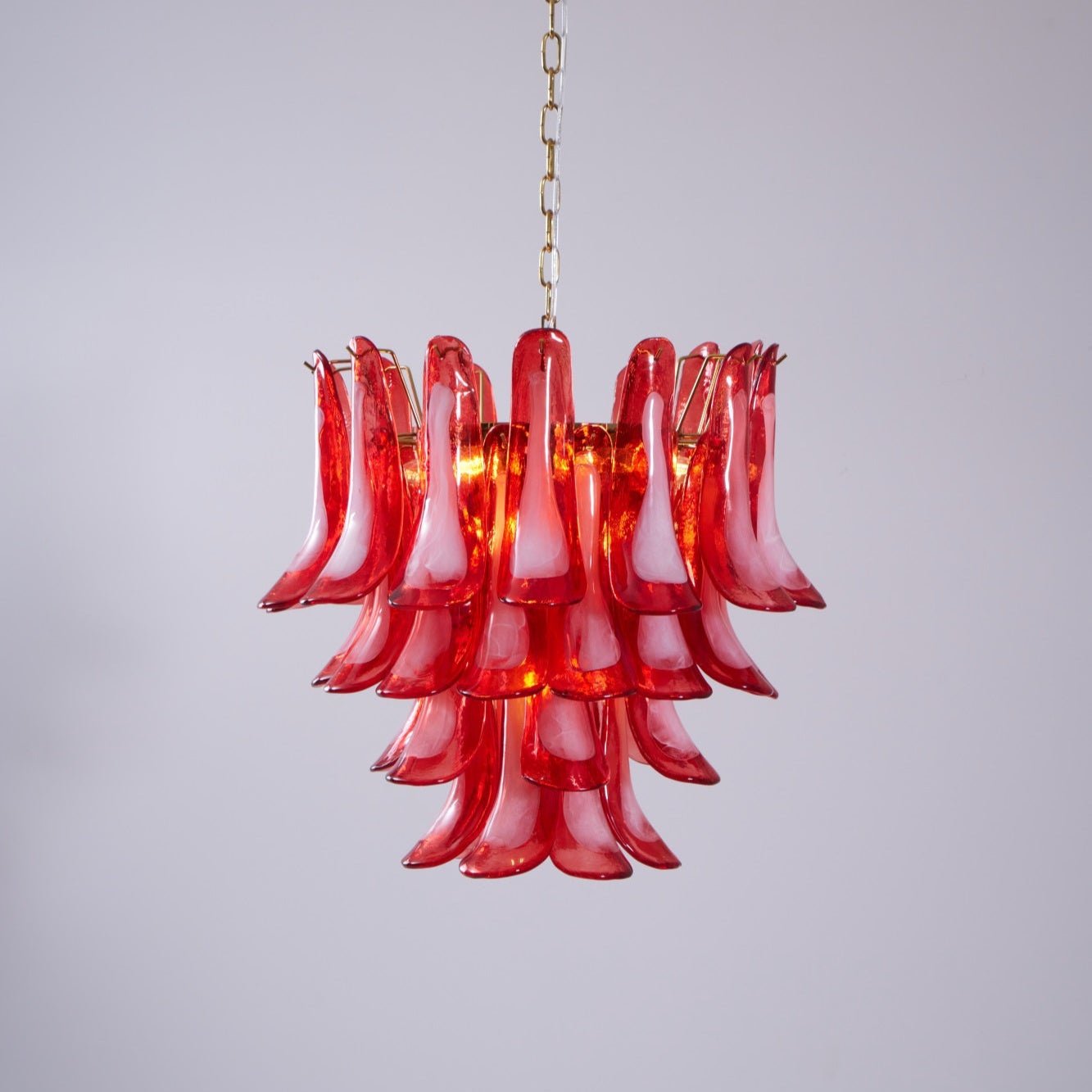Celarine Chandelier Red Petal Glass Layered Artistic