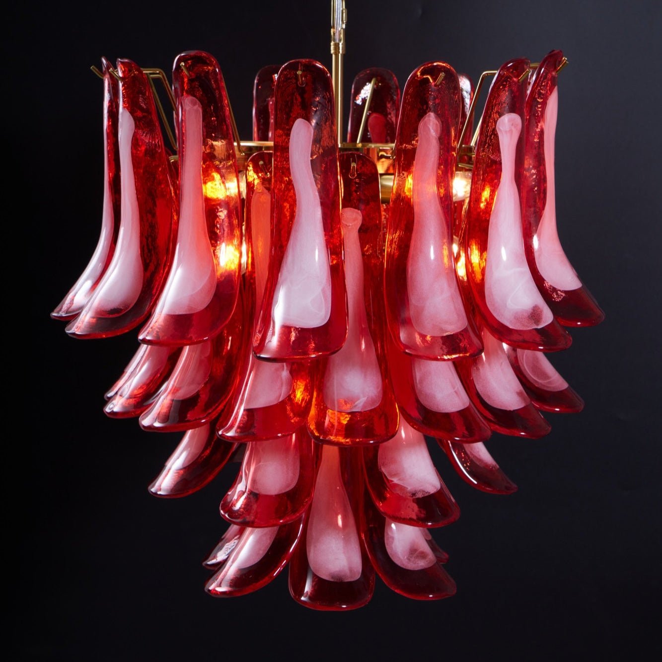 Celarine Chandelier Red Petal Glass Layered Artistic
