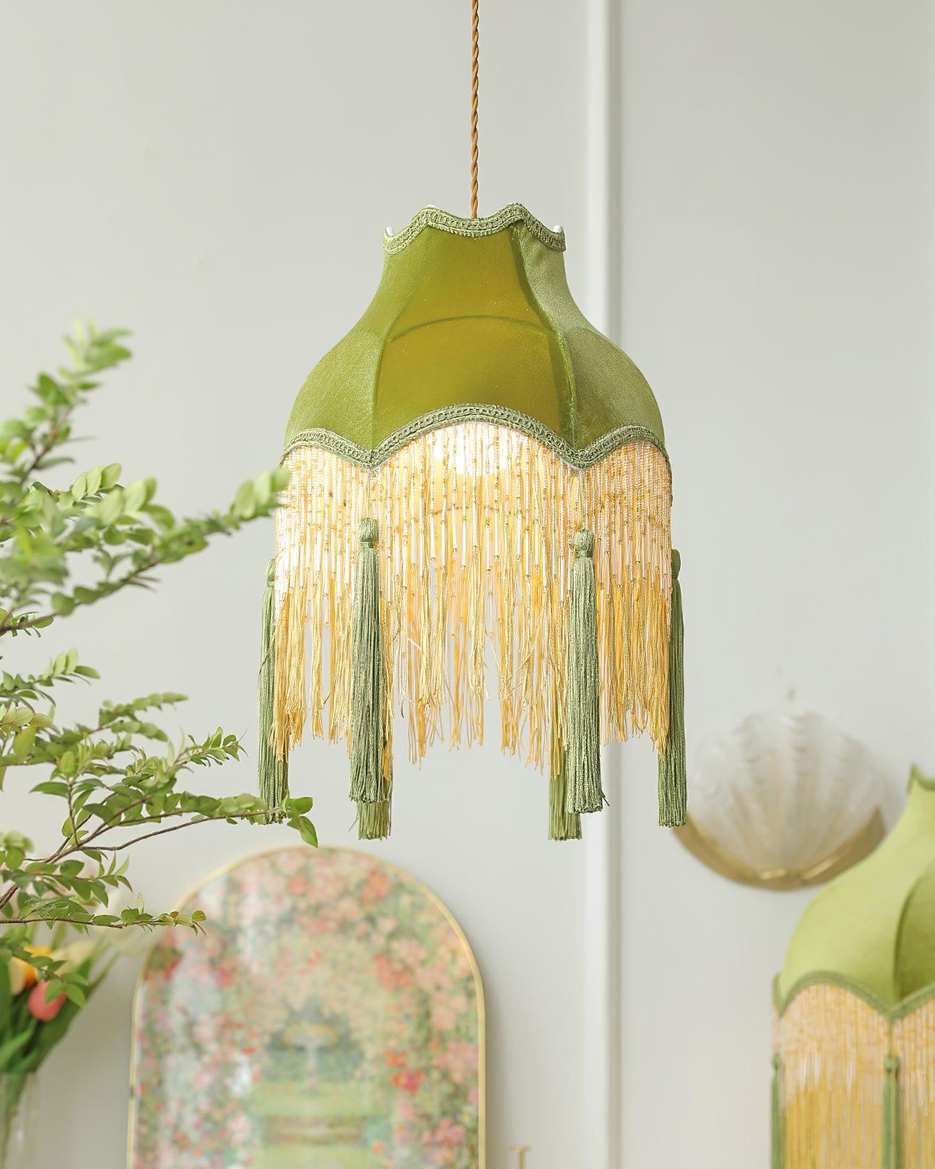 Fina Pendant Light Velvet Fringe Vintage Elegant Tassel - Neutral Decor