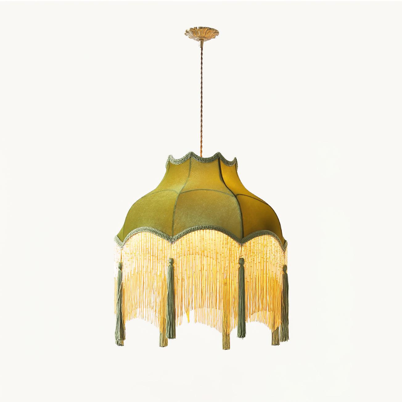 Fina Pendant Light Velvet Fringe Vintage Elegant Tassel - Neutral Decor