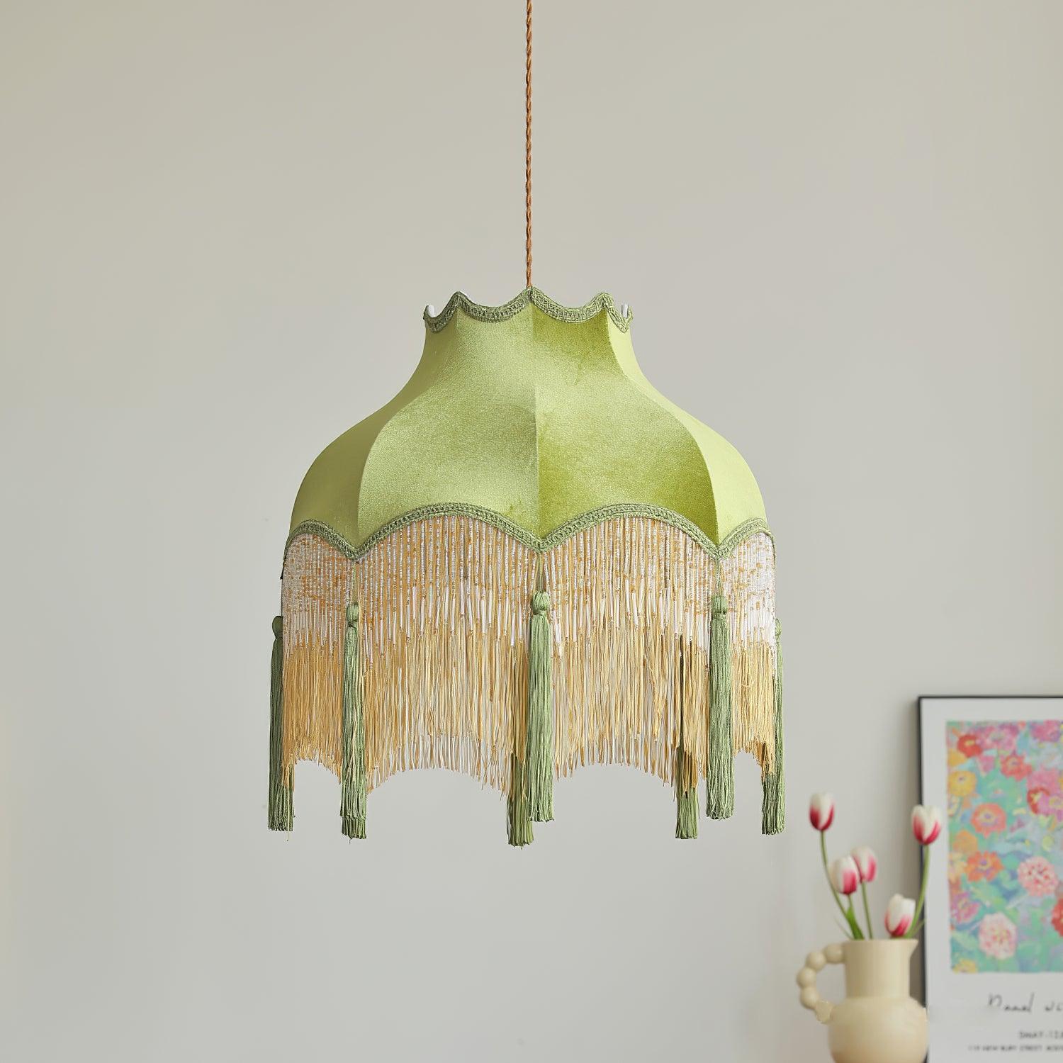 Fina Pendant Light Velvet Fringe Vintage Elegant Tassel - Neutral Decor