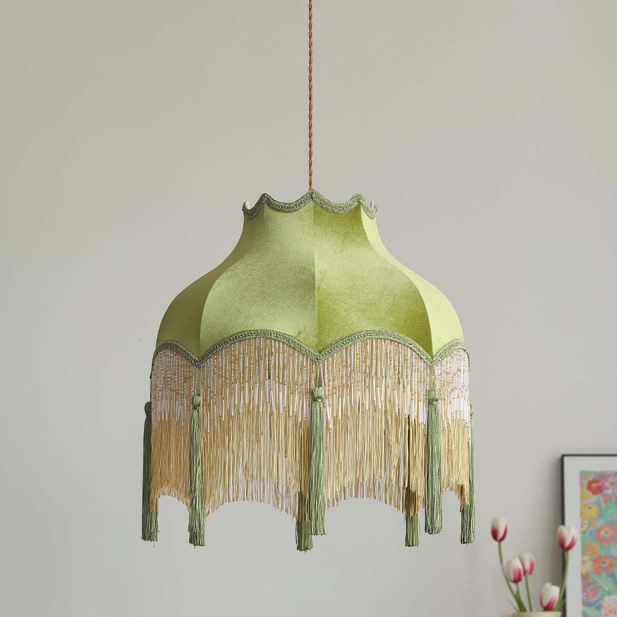 Fina Pendant Light Velvet Fringe Vintage Elegant Tassel - Neutral Decor