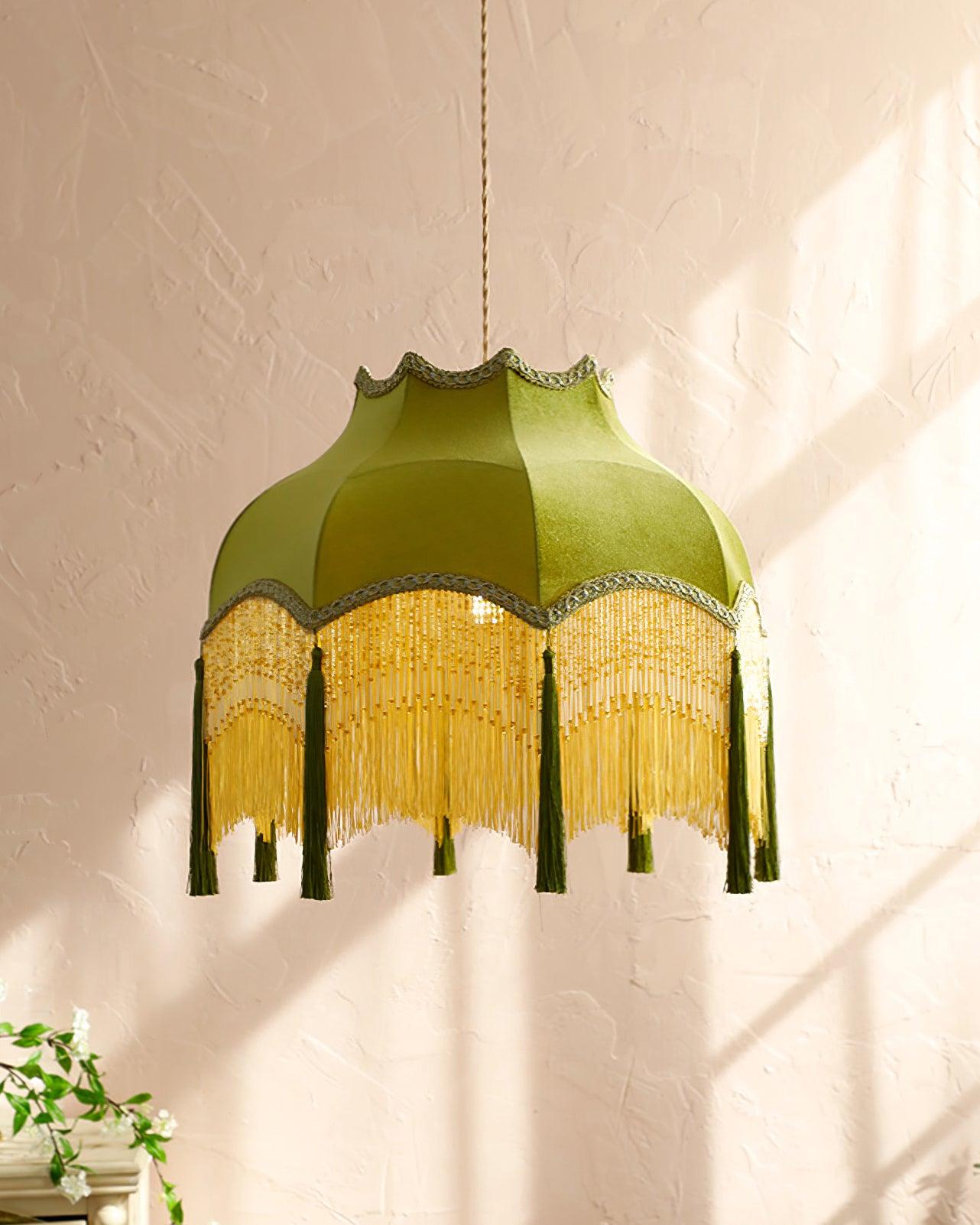 Fina Pendant Light Velvet Fringe Vintage Elegant Tassel - Neutral Decor