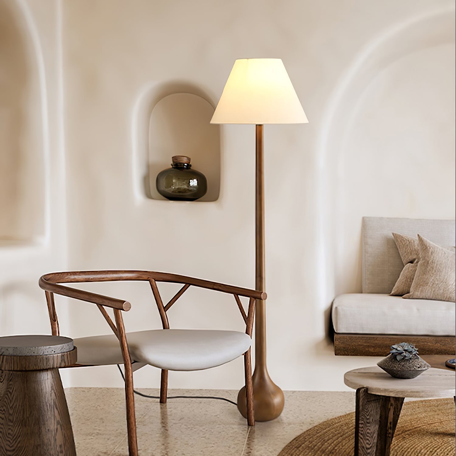 Elviseria Organic Wooden Floor Lamp