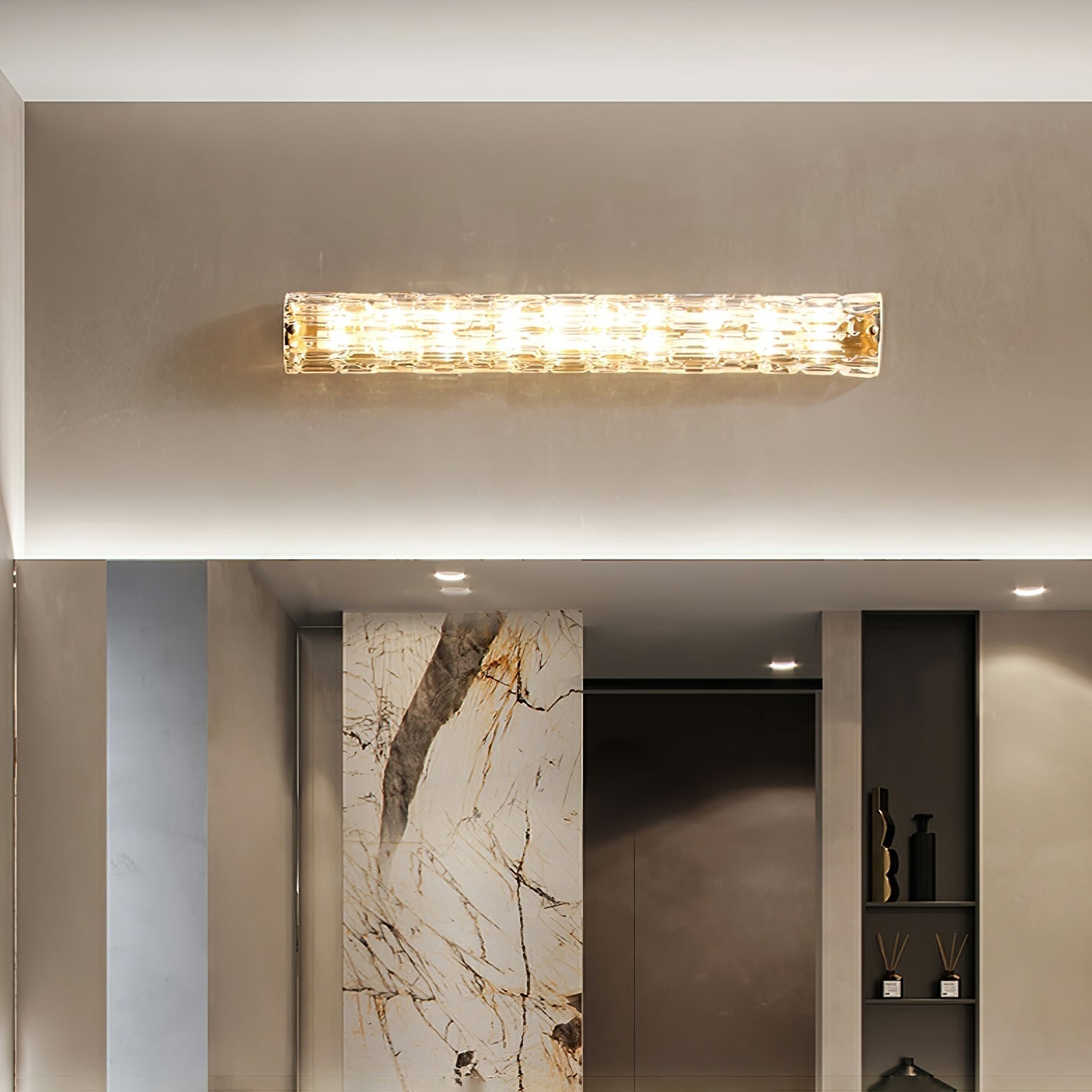 Lumix Brass Glass Glam Wall Lamp - Neutral Decor