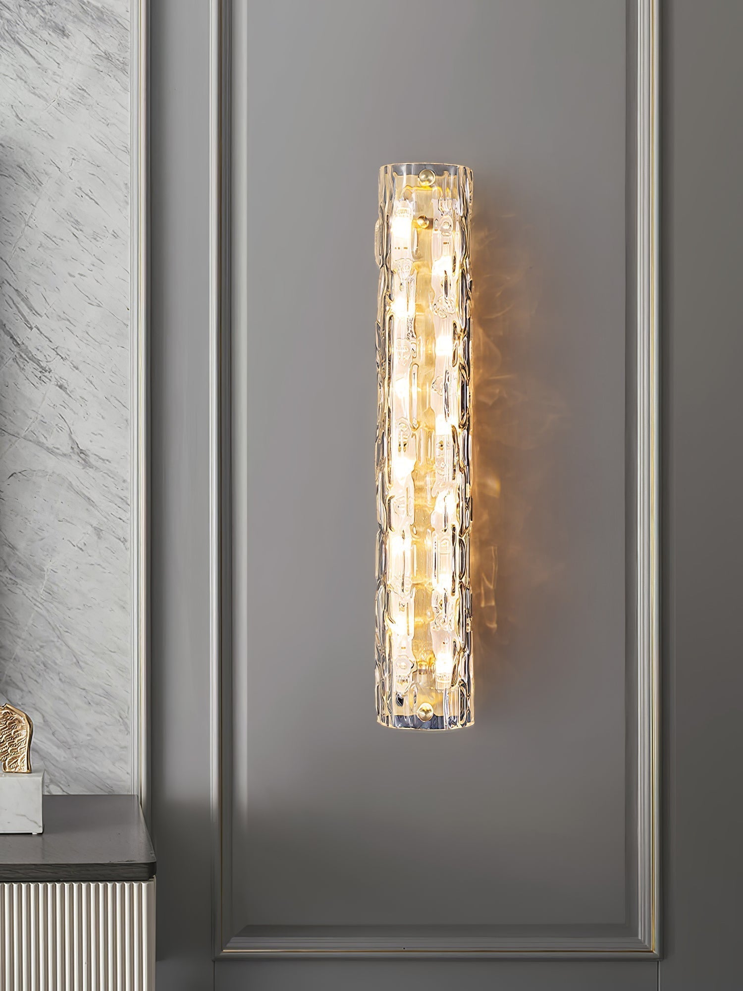 Lumix Brass Glass Glam Wall Lamp - Neutral Decor