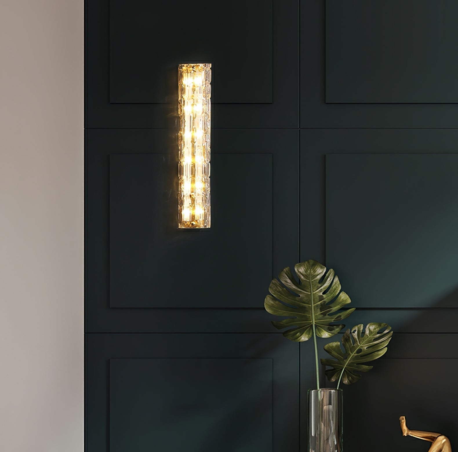 Lumix Brass Glass Glam Wall Lamp - Neutral Decor