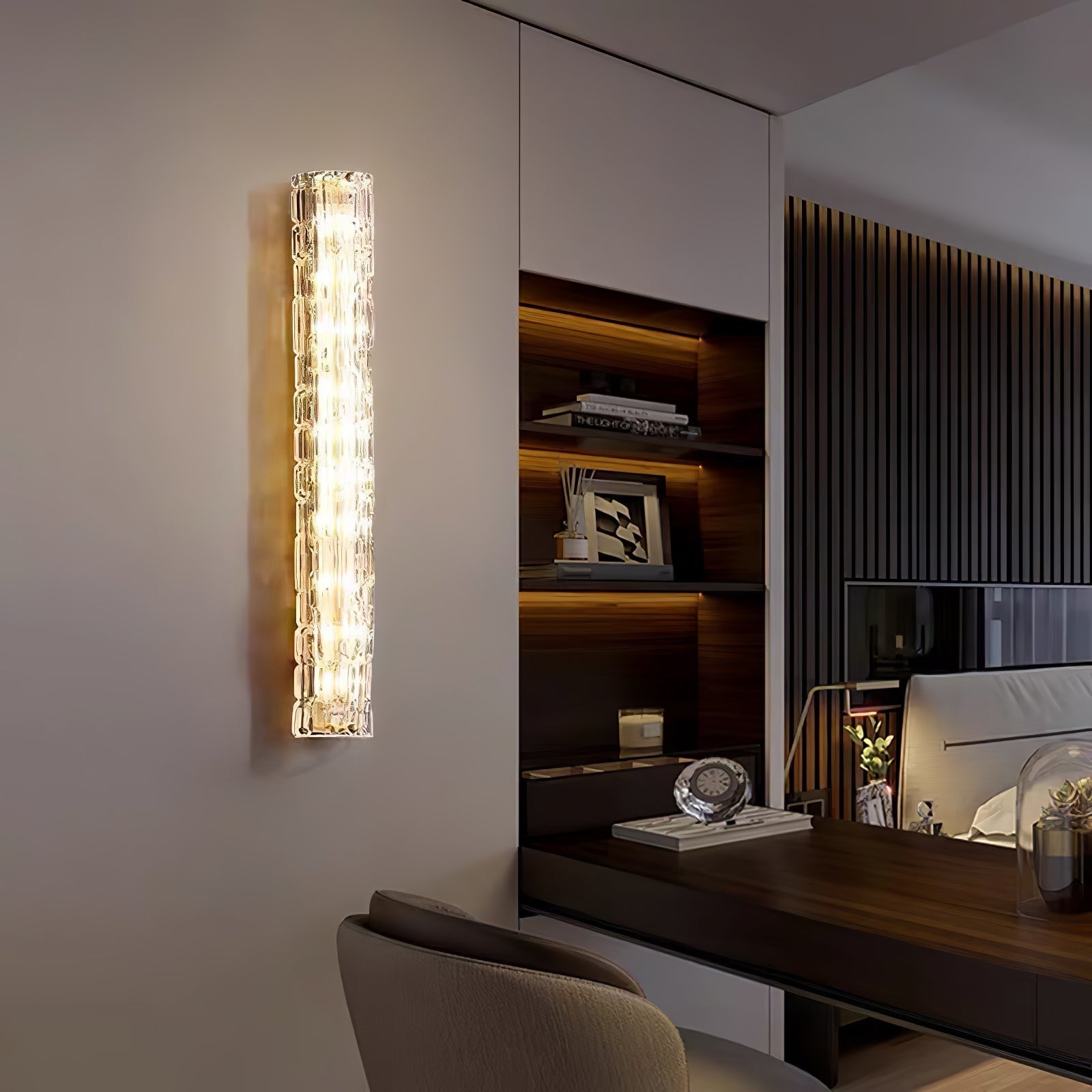 Lumix Brass Glass Glam Wall Lamp - Neutral Decor