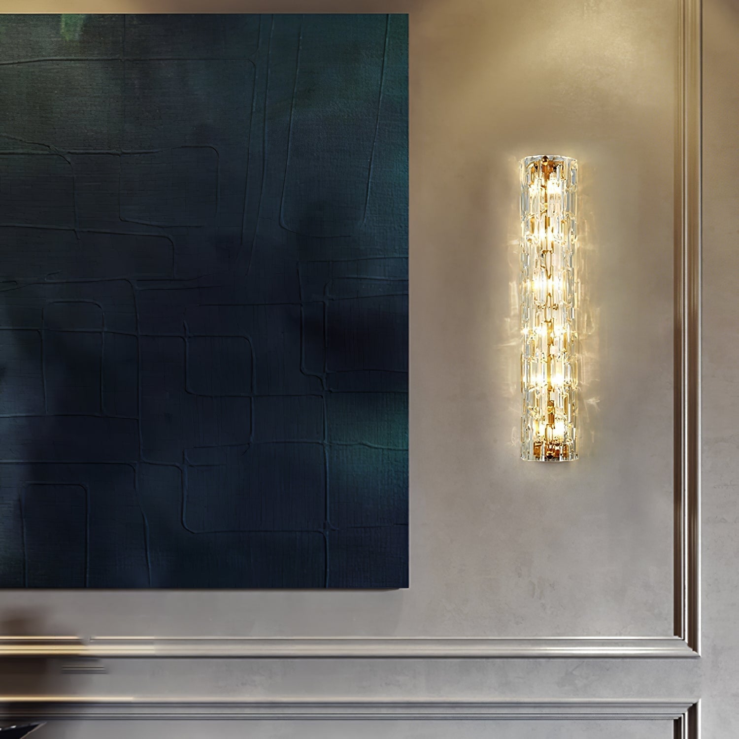 Lumix Brass Glass Glam Wall Lamp - Neutral Decor