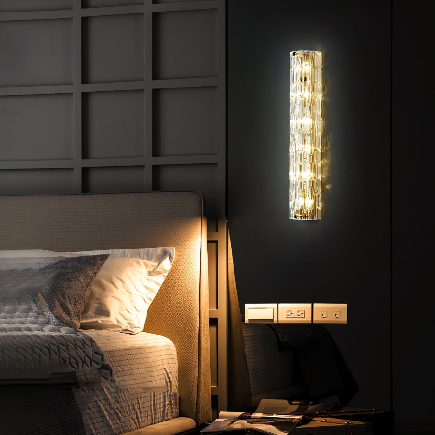 Lumix Brass Glass Glam Wall Lamp - Neutral Decor