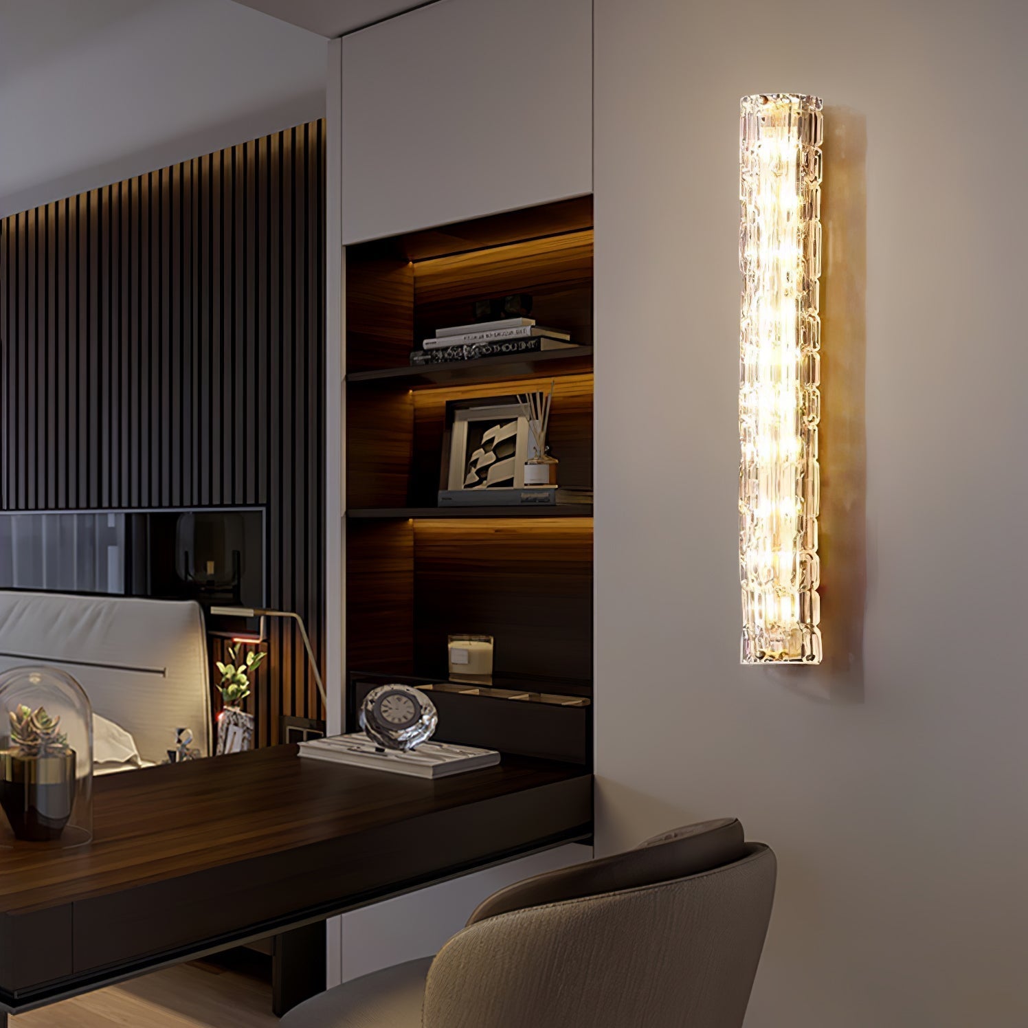 Lumix Brass Glass Glam Wall Lamp - Neutral Decor