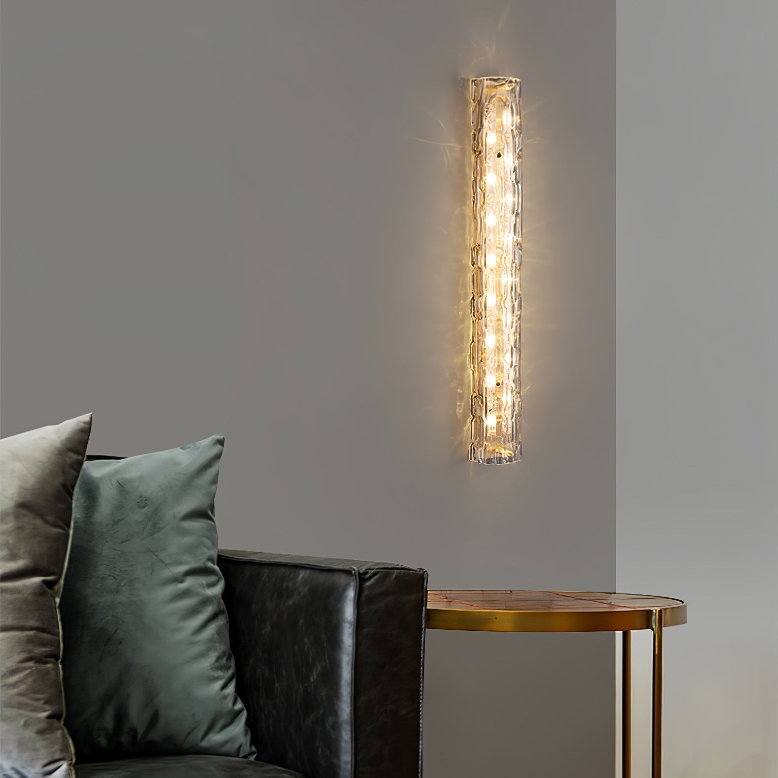 Lumix Brass Glass Glam Wall Lamp - Neutral Decor