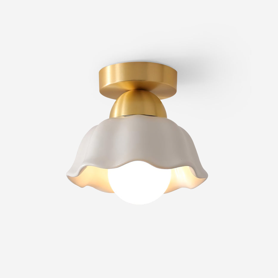 Opila Gold & White Semi Flush Ceiling Light - Neutral Decor