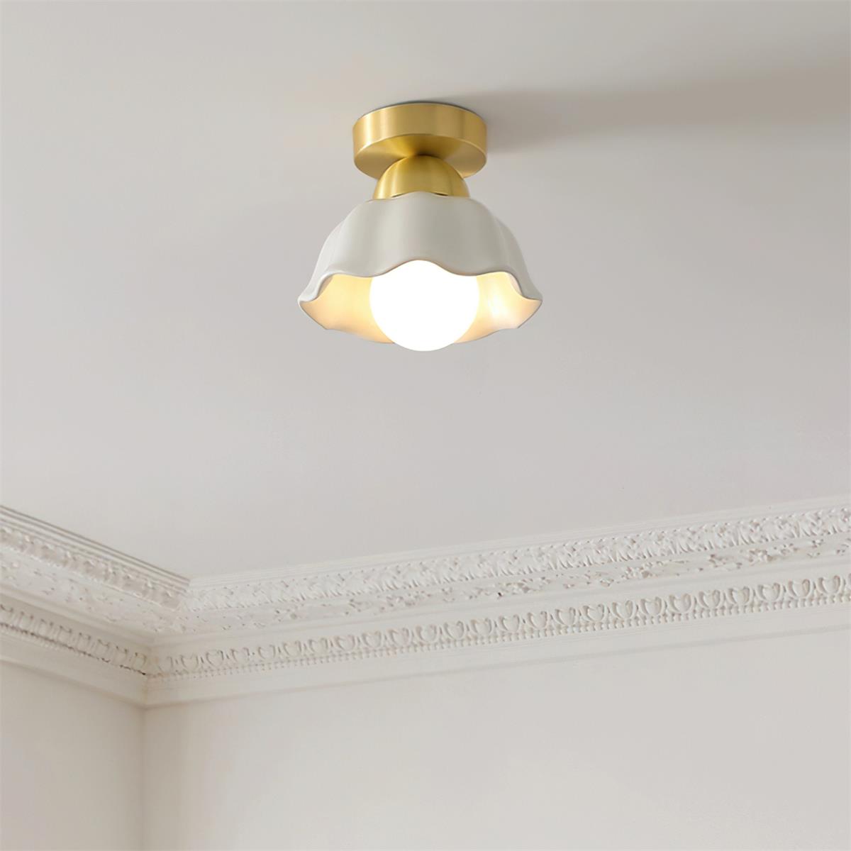 Opila Gold & White Semi Flush Ceiling Light - Neutral Decor
