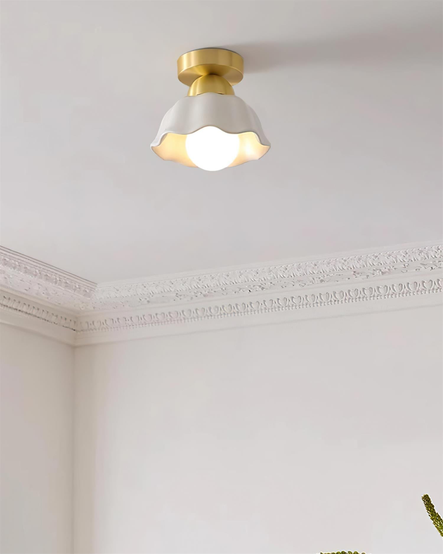 Opila Gold & White Semi Flush Ceiling Light - Neutral Decor