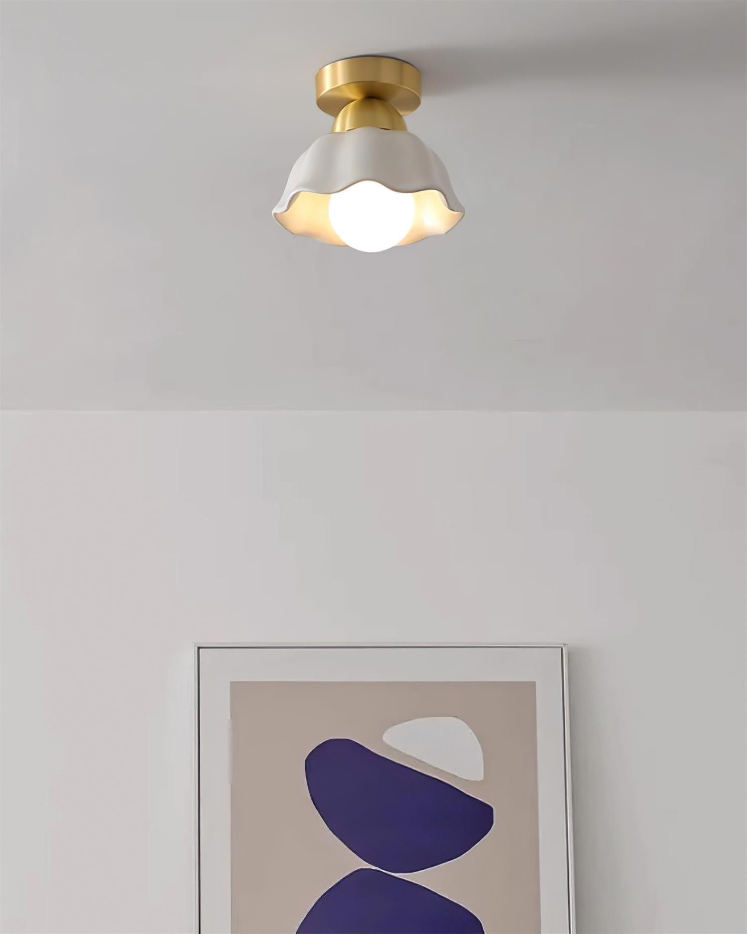Opila Gold & White Semi Flush Ceiling Light - Neutral Decor