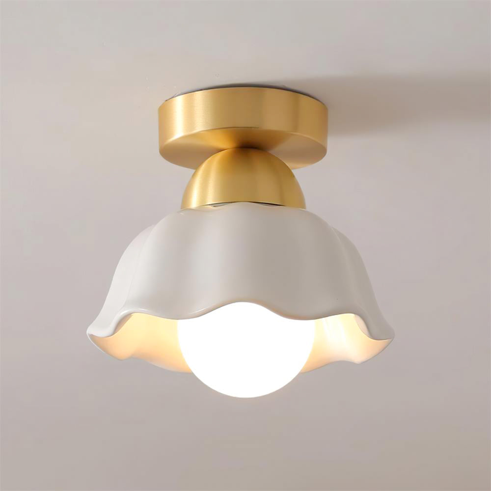 Opila Gold & White Semi Flush Ceiling Light - Neutral Decor