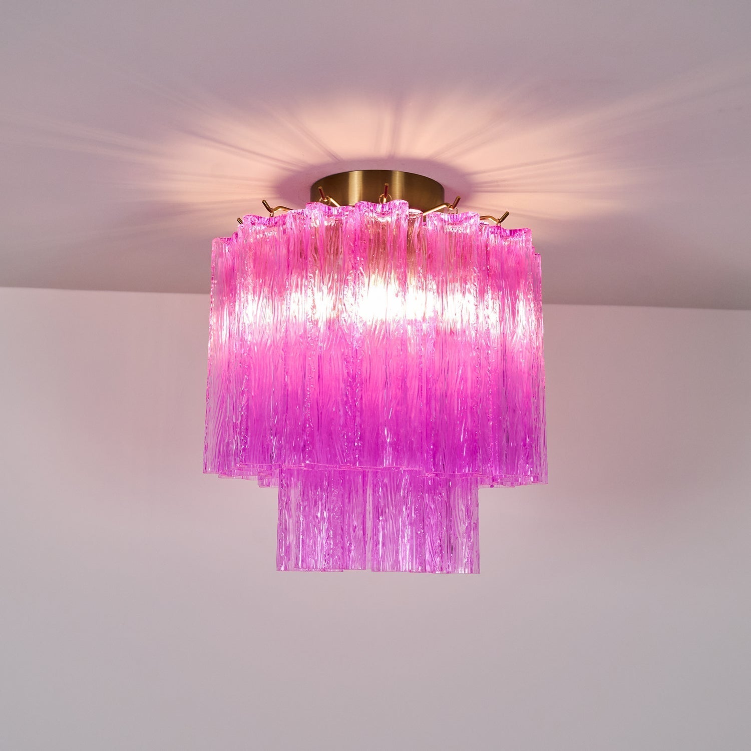 Aurora Ceiling Lamp Purple Murano Glass Tiered Flush Mount - Neutral Decor