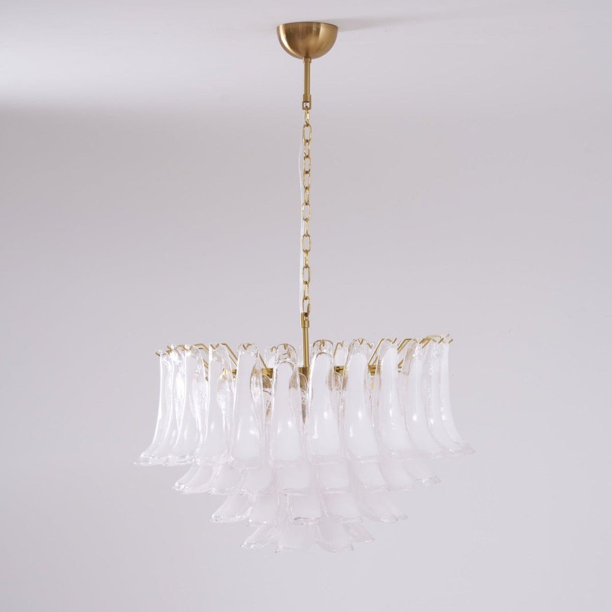 Lioroaria Chandelier Pink Glass Leaf Layered Floral Glamour