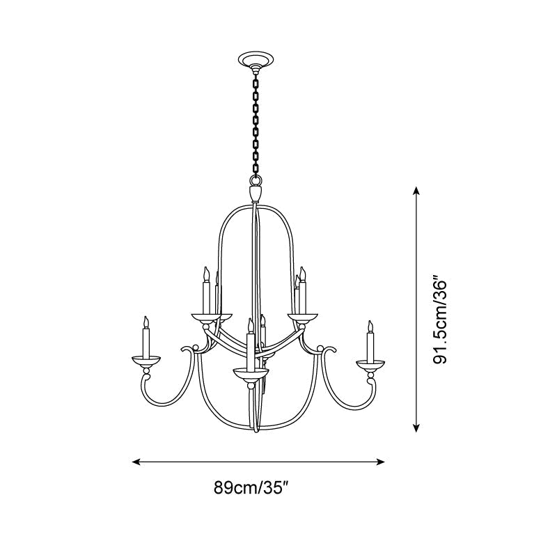 Flemish Chandelier Curved Iron Elegance - Neutral Decor
