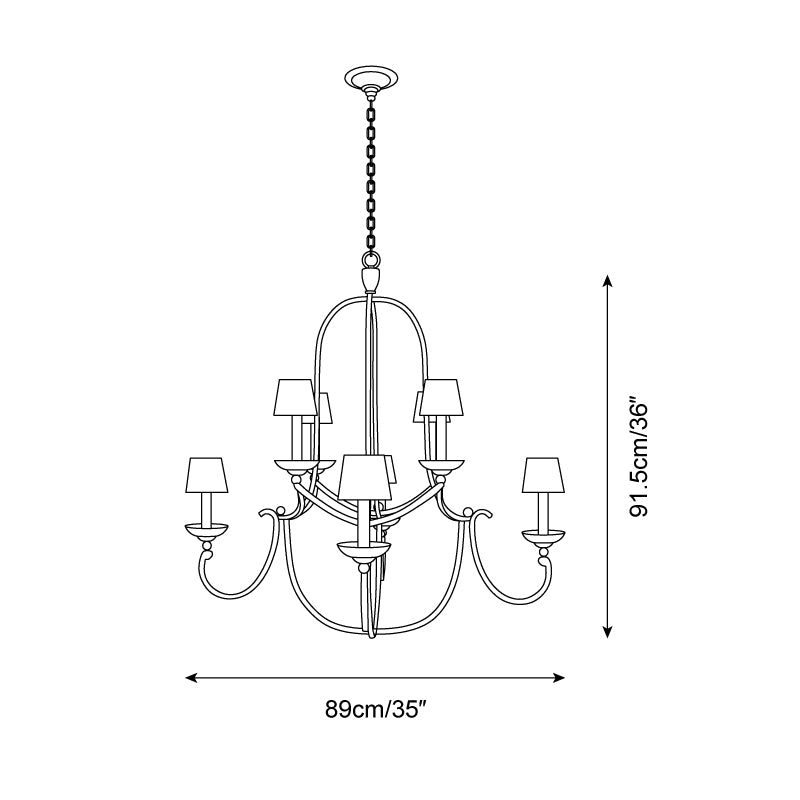 Flemish Chandelier Curved Iron Elegance - Neutral Decor
