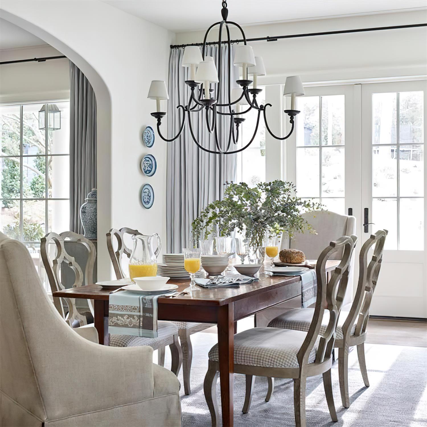 Flemish Chandelier Curved Iron Elegance - Neutral Decor