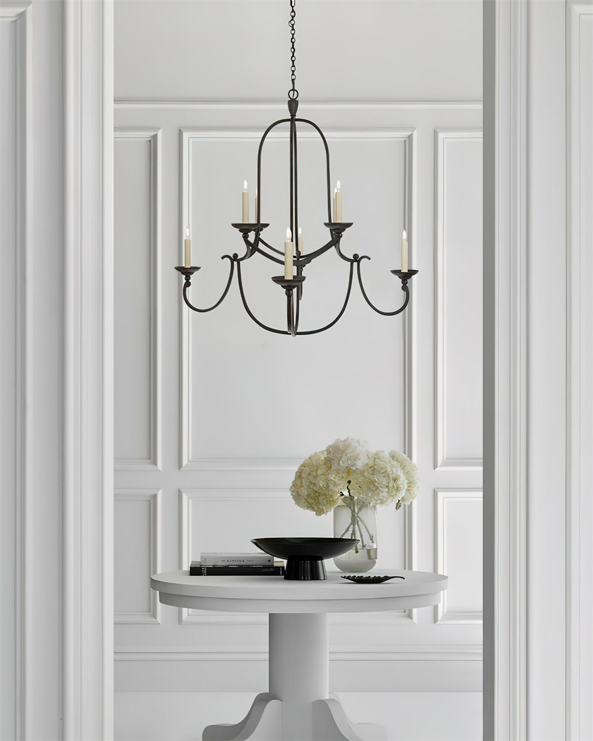 Flemish Chandelier Curved Iron Elegance - Neutral Decor