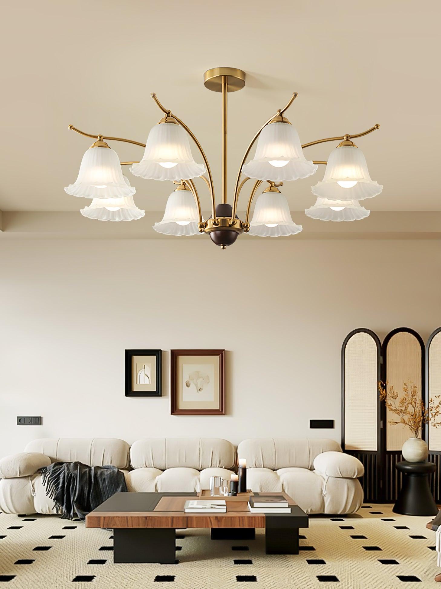 Ohel Brass Alabaster Chandelier