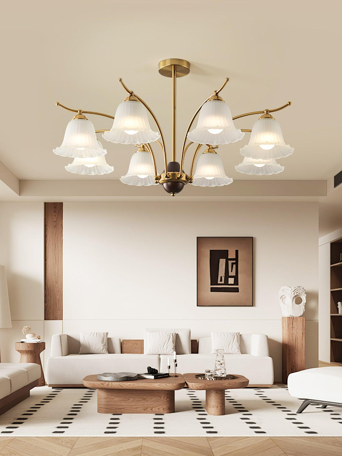 Ohel Brass Alabaster Chandelier