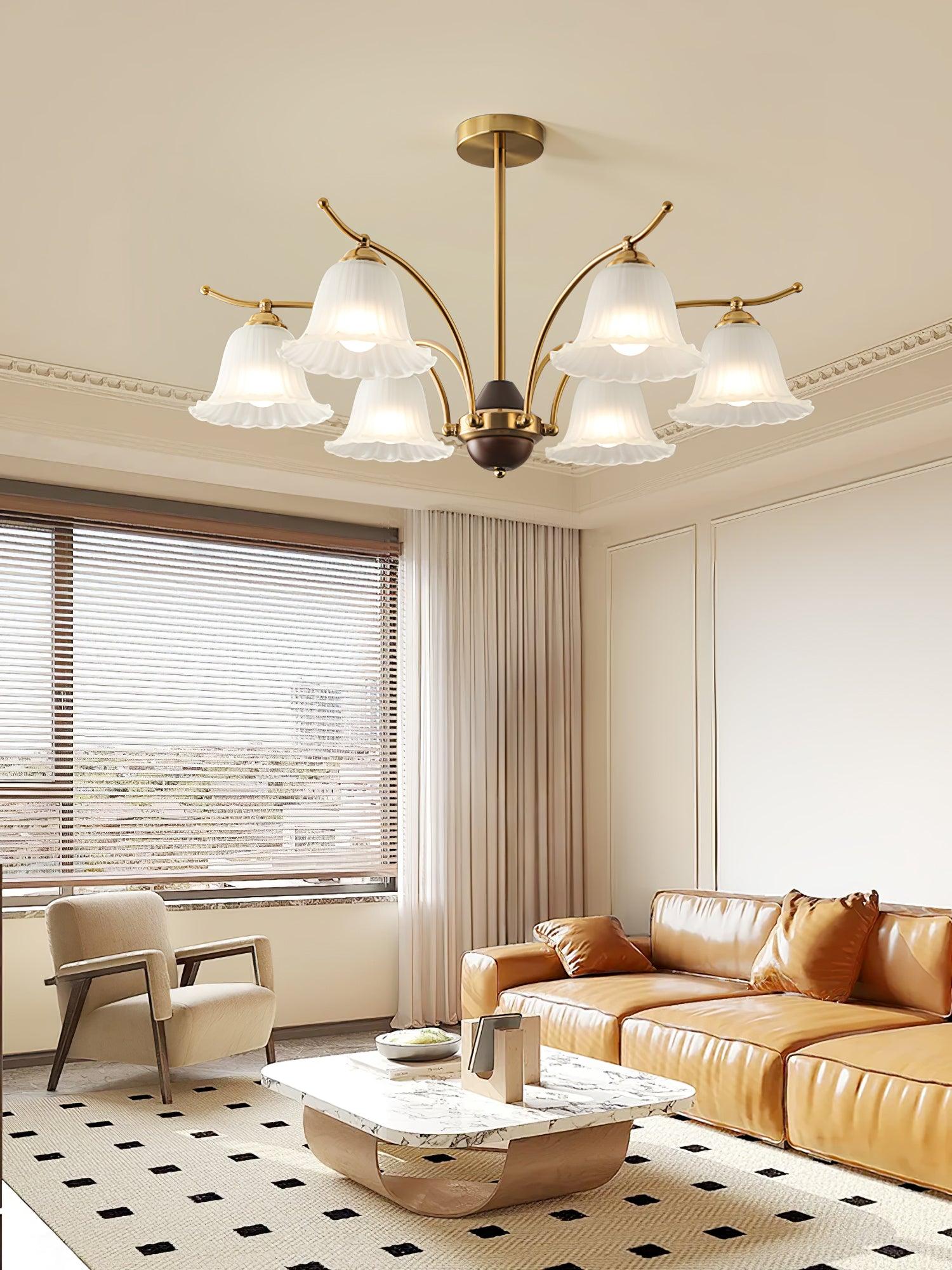 Ohel Brass Alabaster Chandelier