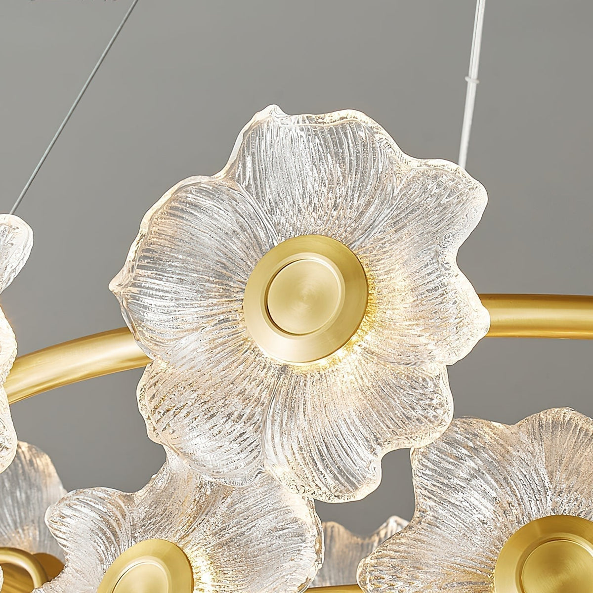 Cemirel Unique Flower Brass Glass Chandelier
