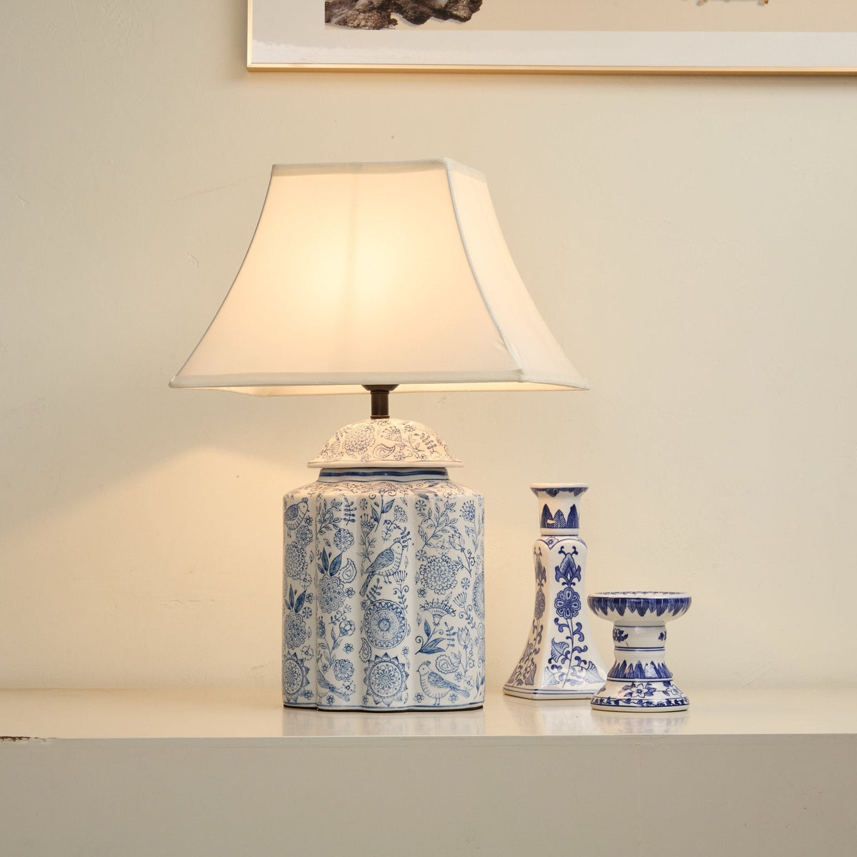 Marcellin Floral Bird Jar Table Lamp