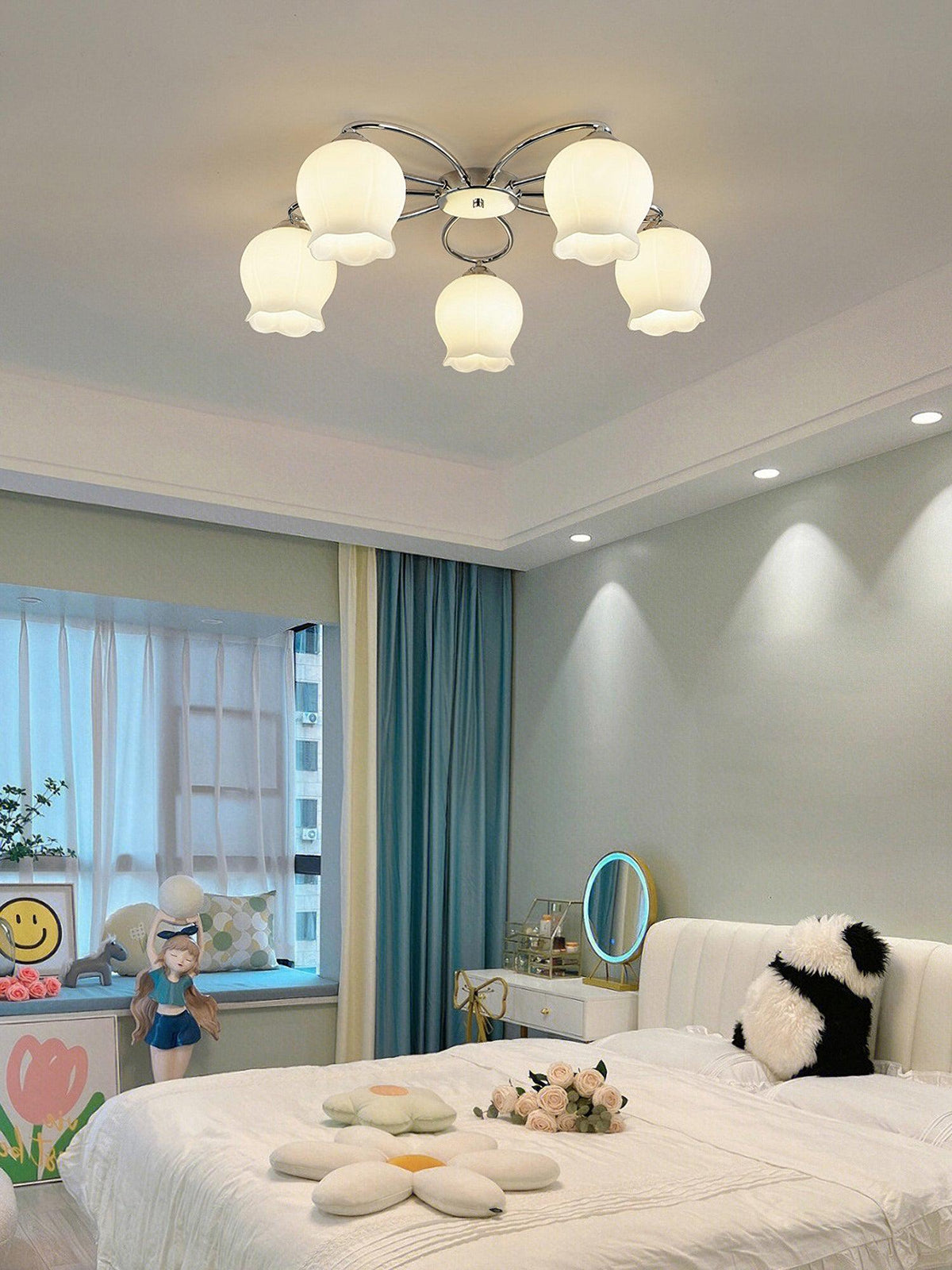 Oldore Premium Elegance Floral Glass Ceiling Lamp