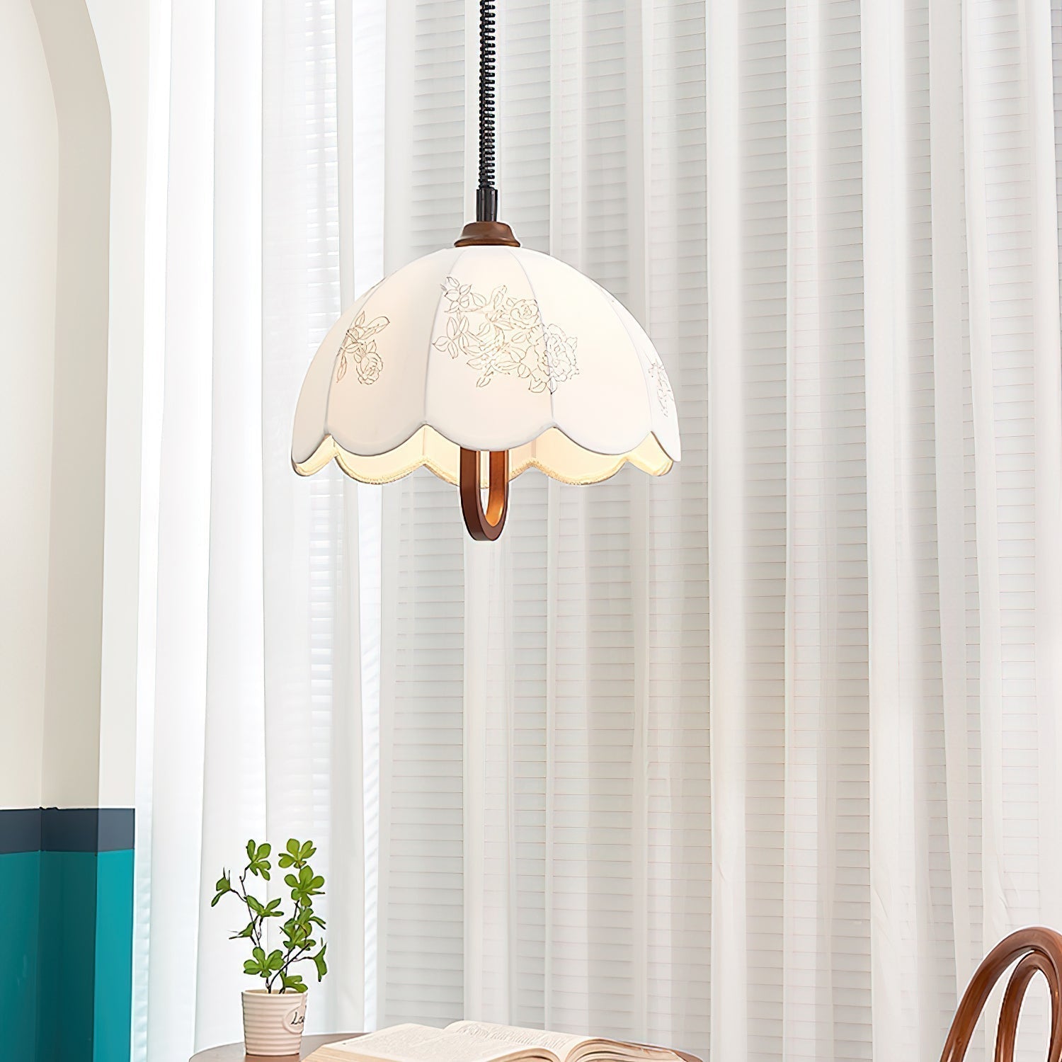 Elvaraine Vintage Wood Pendant Light
