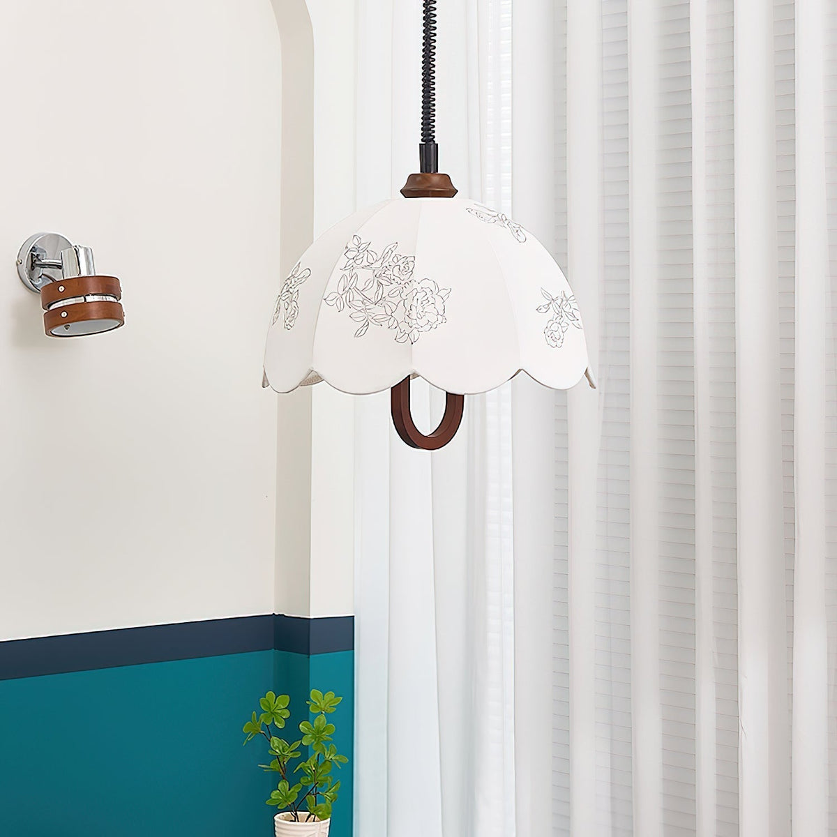 Elvaraine Vintage Wood Pendant Light