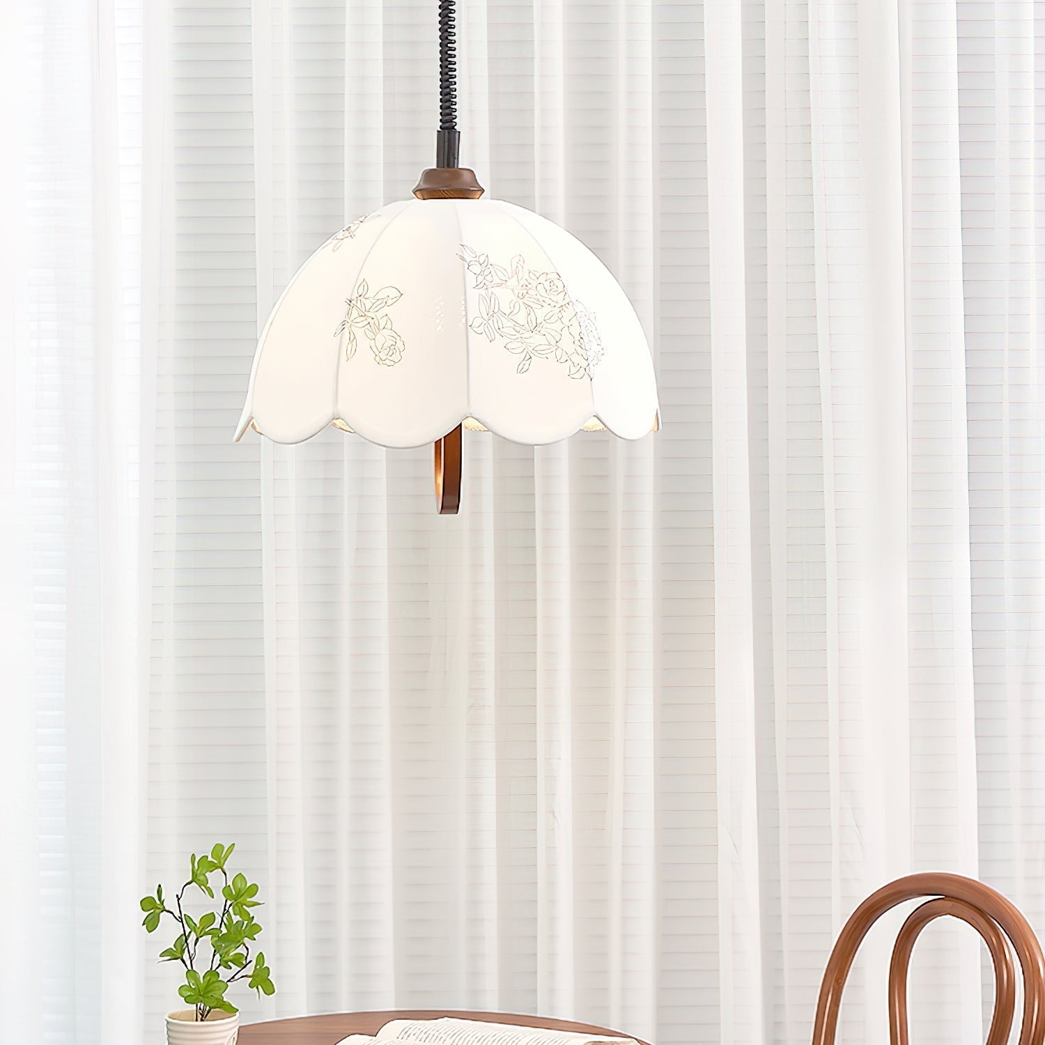 Elvaraine Vintage Wood Pendant Light