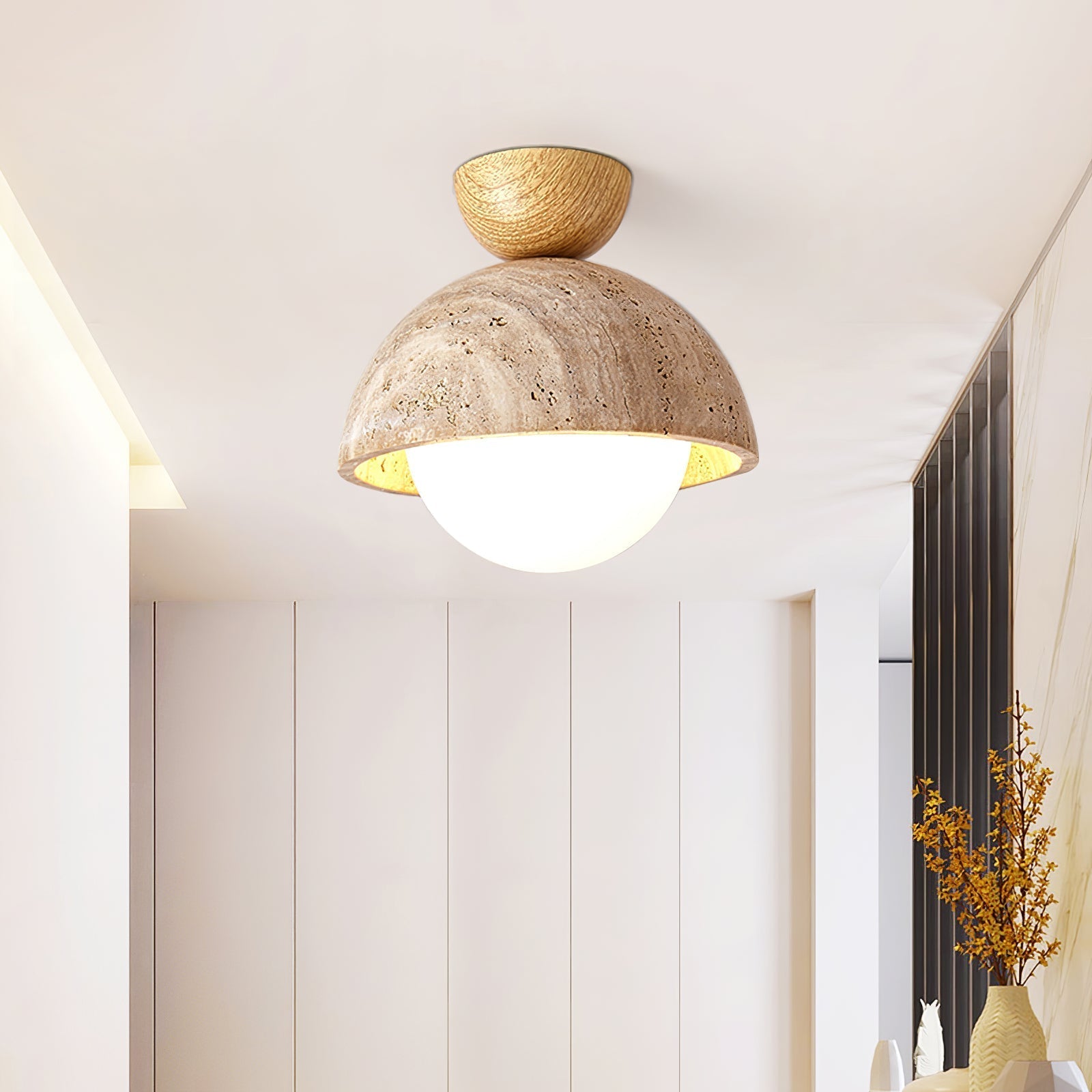 Solana Travertine Ceiling Light - Neutral Decor