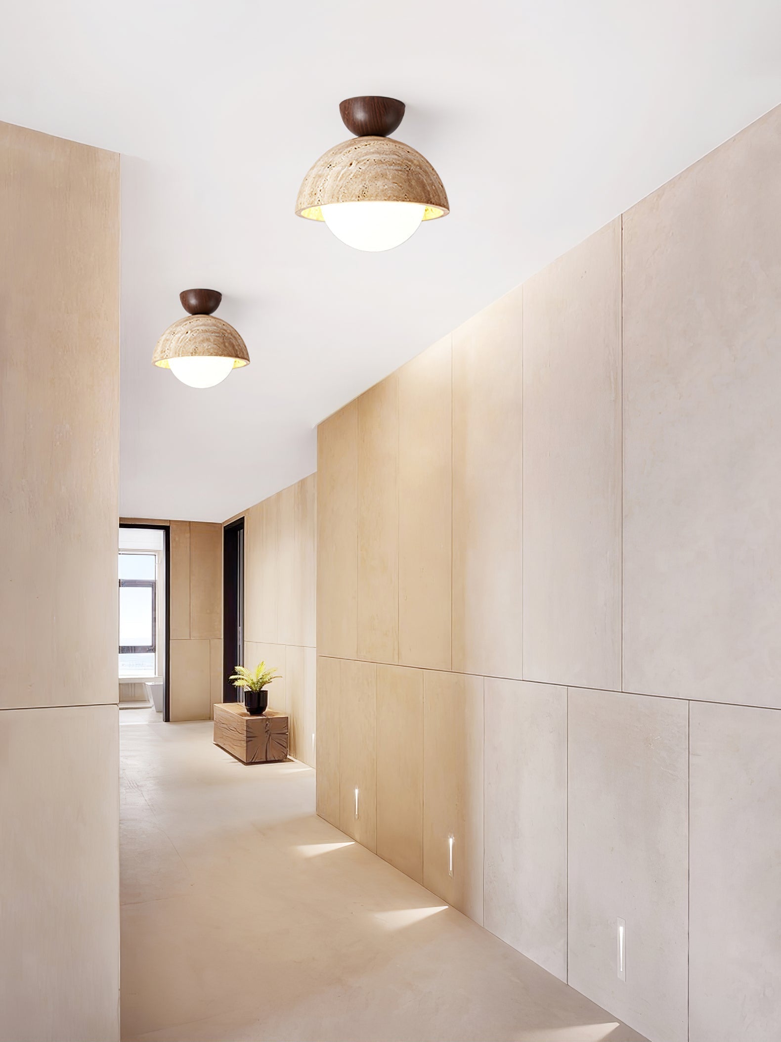Solana Travertine Ceiling Light - Neutral Decor
