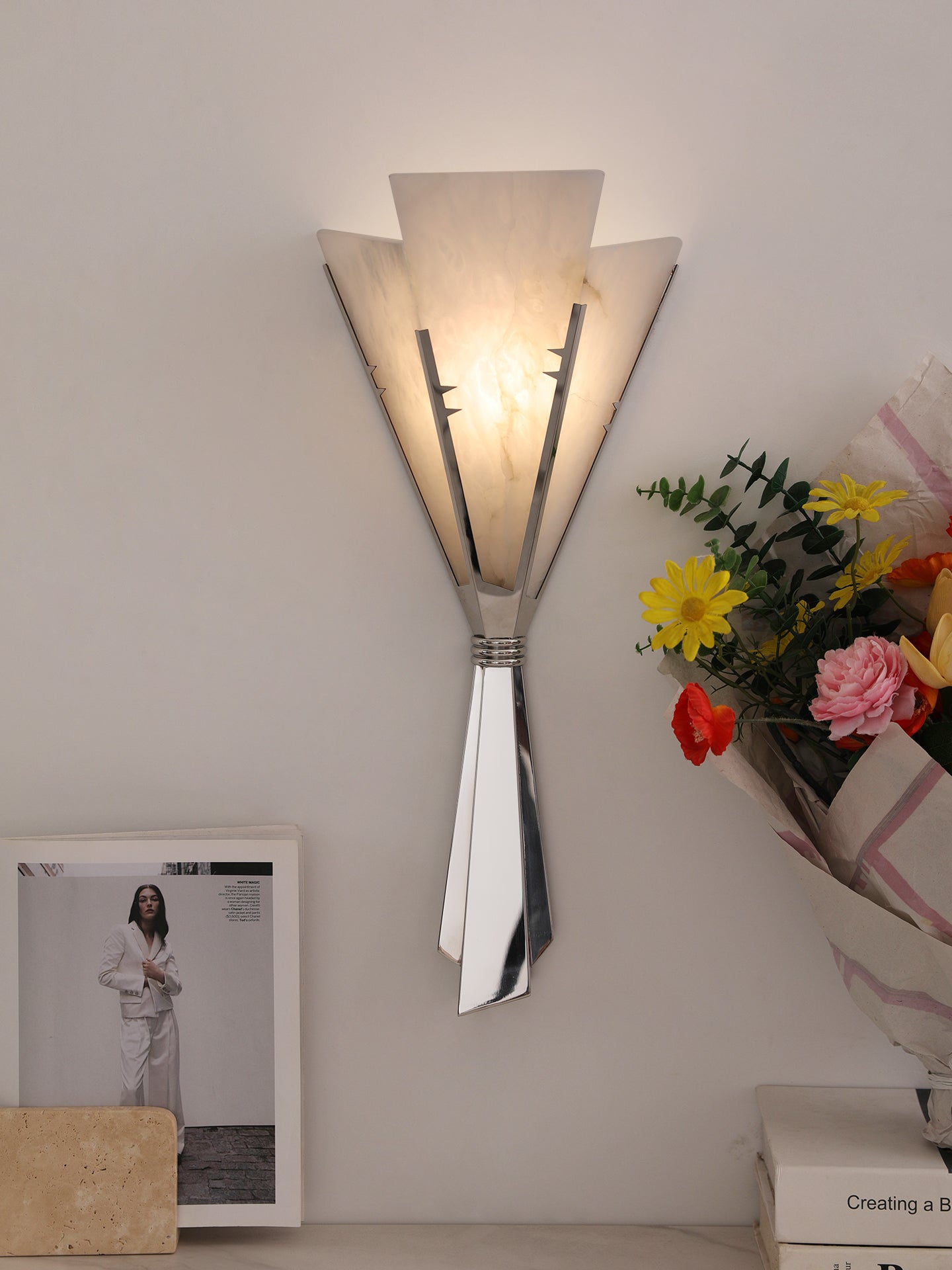 Aura Alabaster Fan Wall Sconce